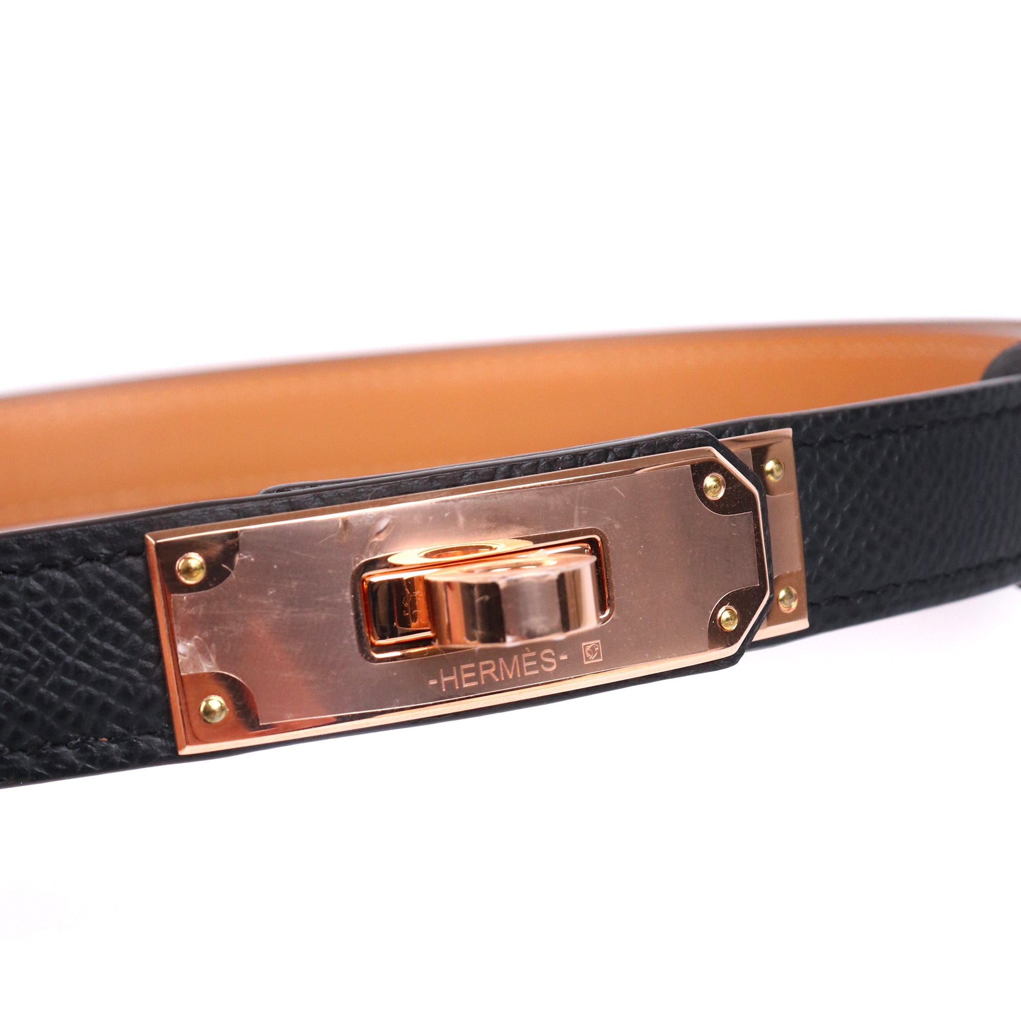 HERMÈS - Kelly 18 belt in black Epsom leather