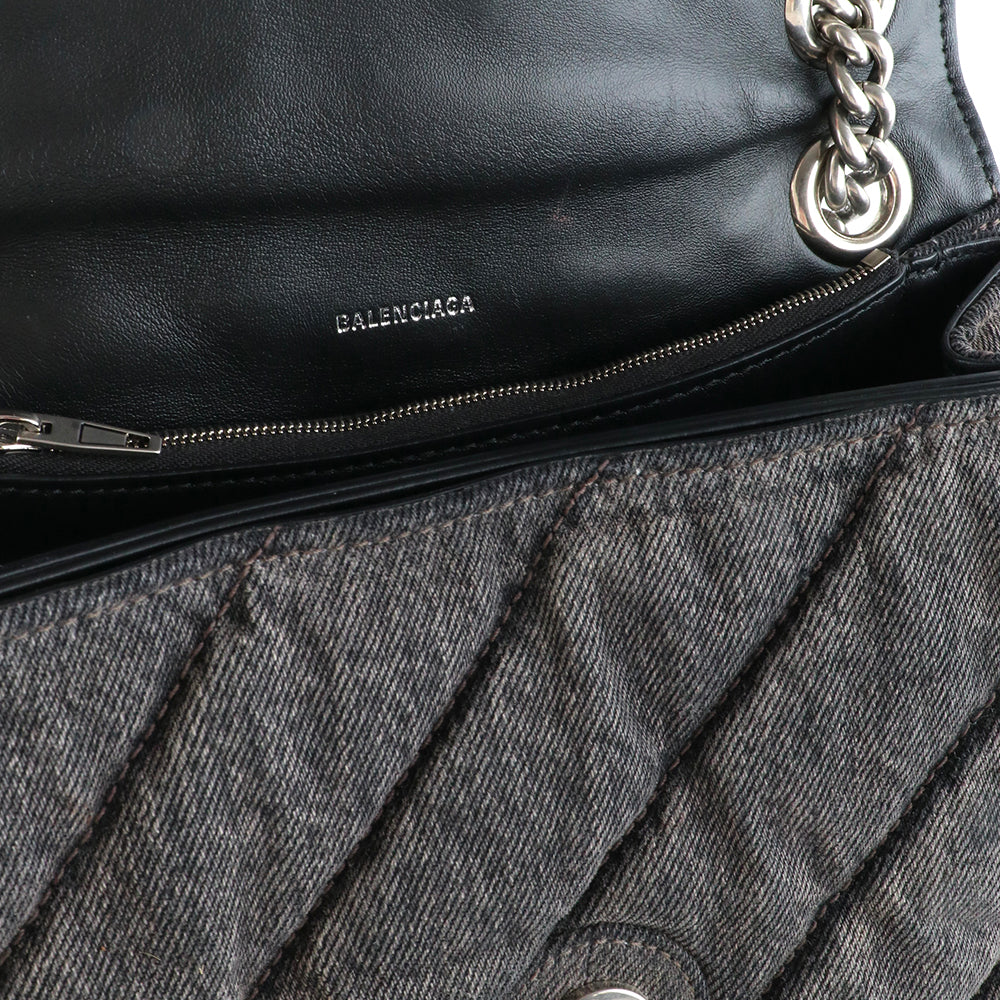 BALENCIAGA - Crush medium shoulder bag in anthracite gray denim