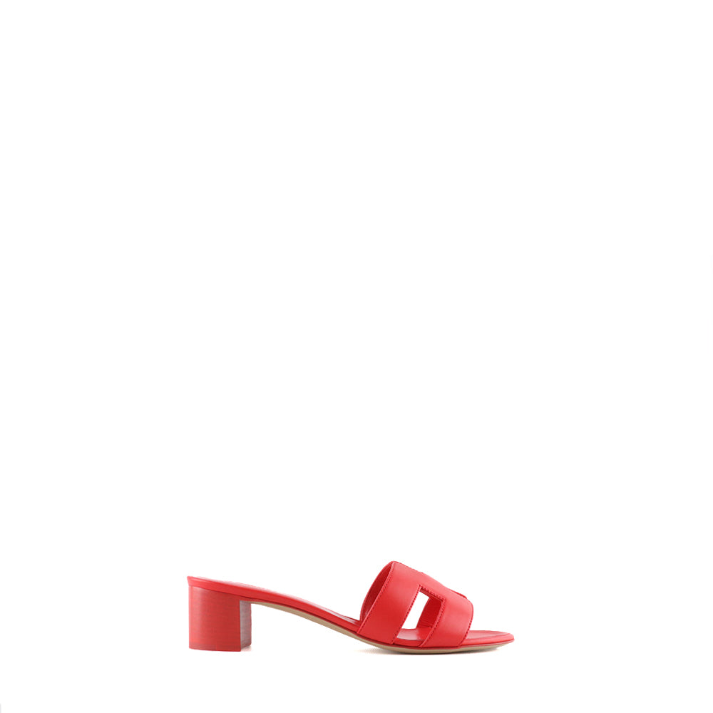 HERMÈS - Sandales Oasis en cuir lisse rouge (T37)
