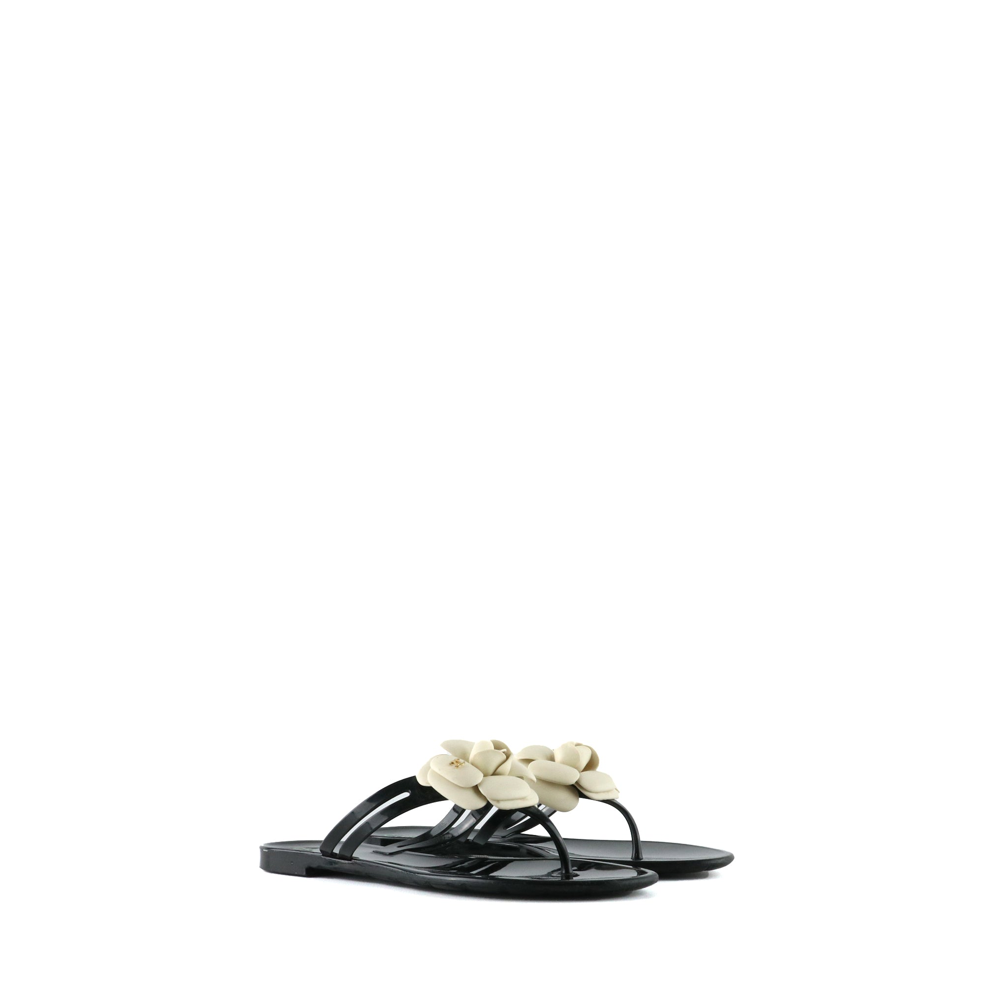 CHANEL - Sandales Camélia en caoutchouc (T39)