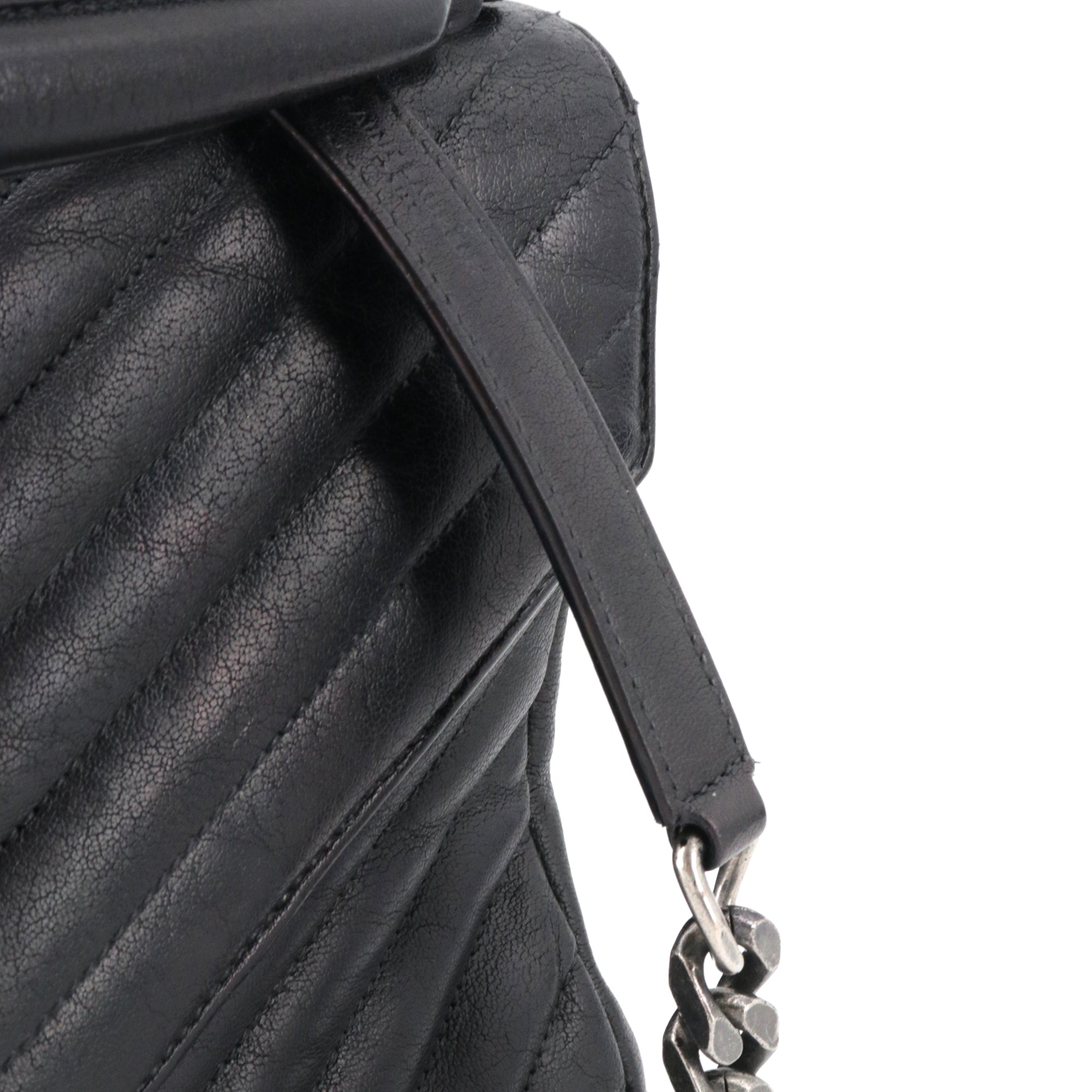 SAINT LAURENT - Sac à bandoulière Collège Medium Saint Laurent en cuir chevron noir