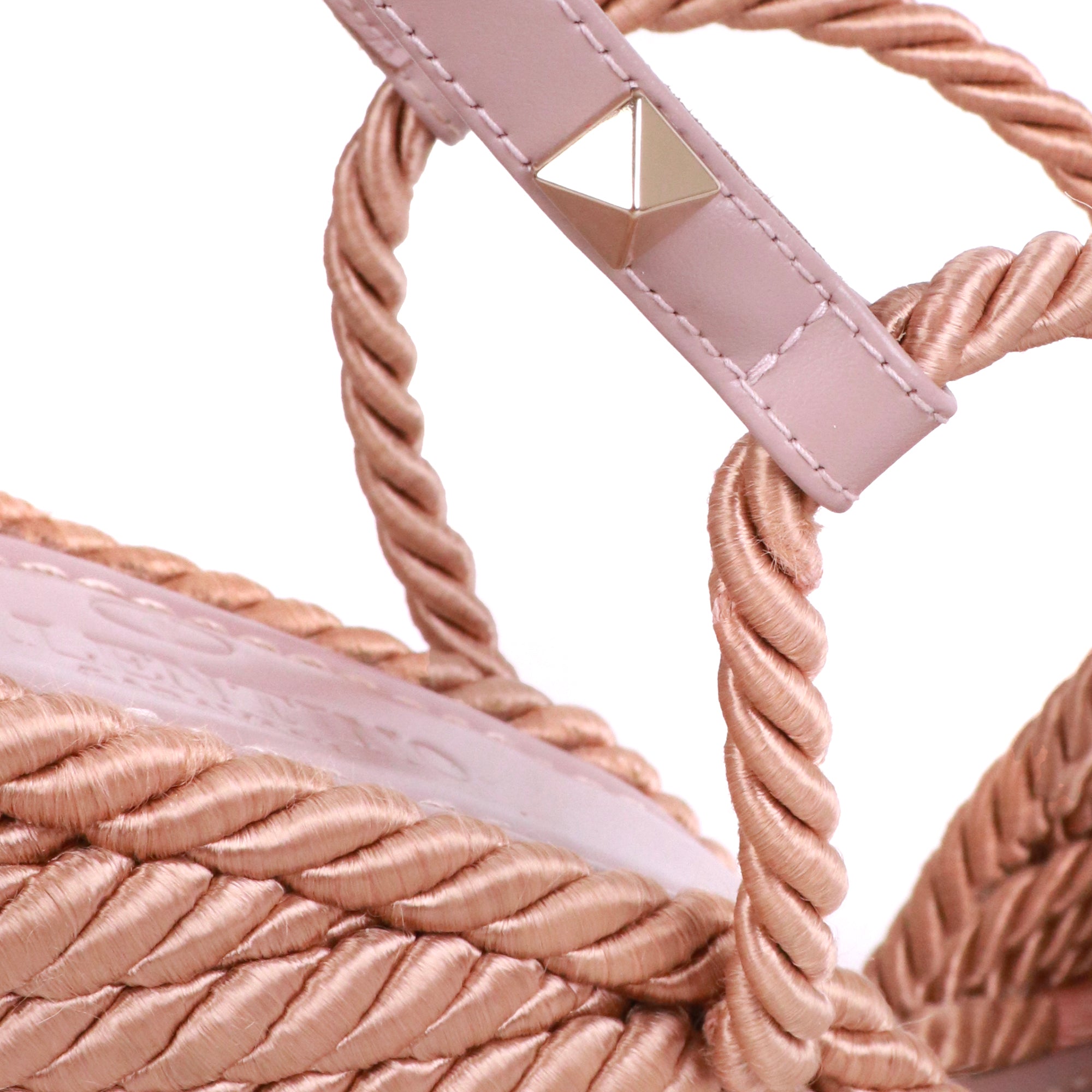 VALENTINO - Sandales compensées Rockstud Valentino en corde beige (T39)