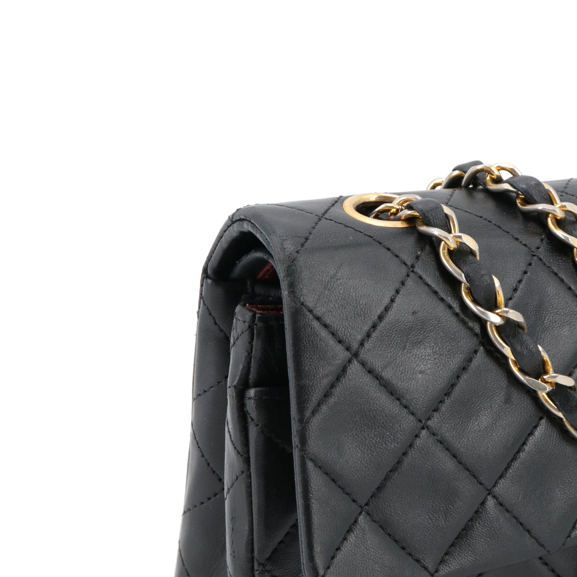 CHANEL - Sac à main Timeless 23 Chanel double flap en cuir matelassé noir