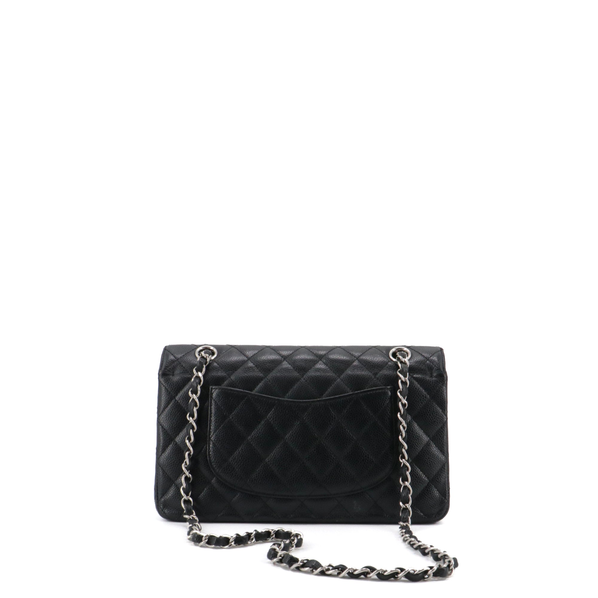 CHANEL - Sac à main Timeless/Classique Chanel medium double flap Chanel en cuir caviar noir