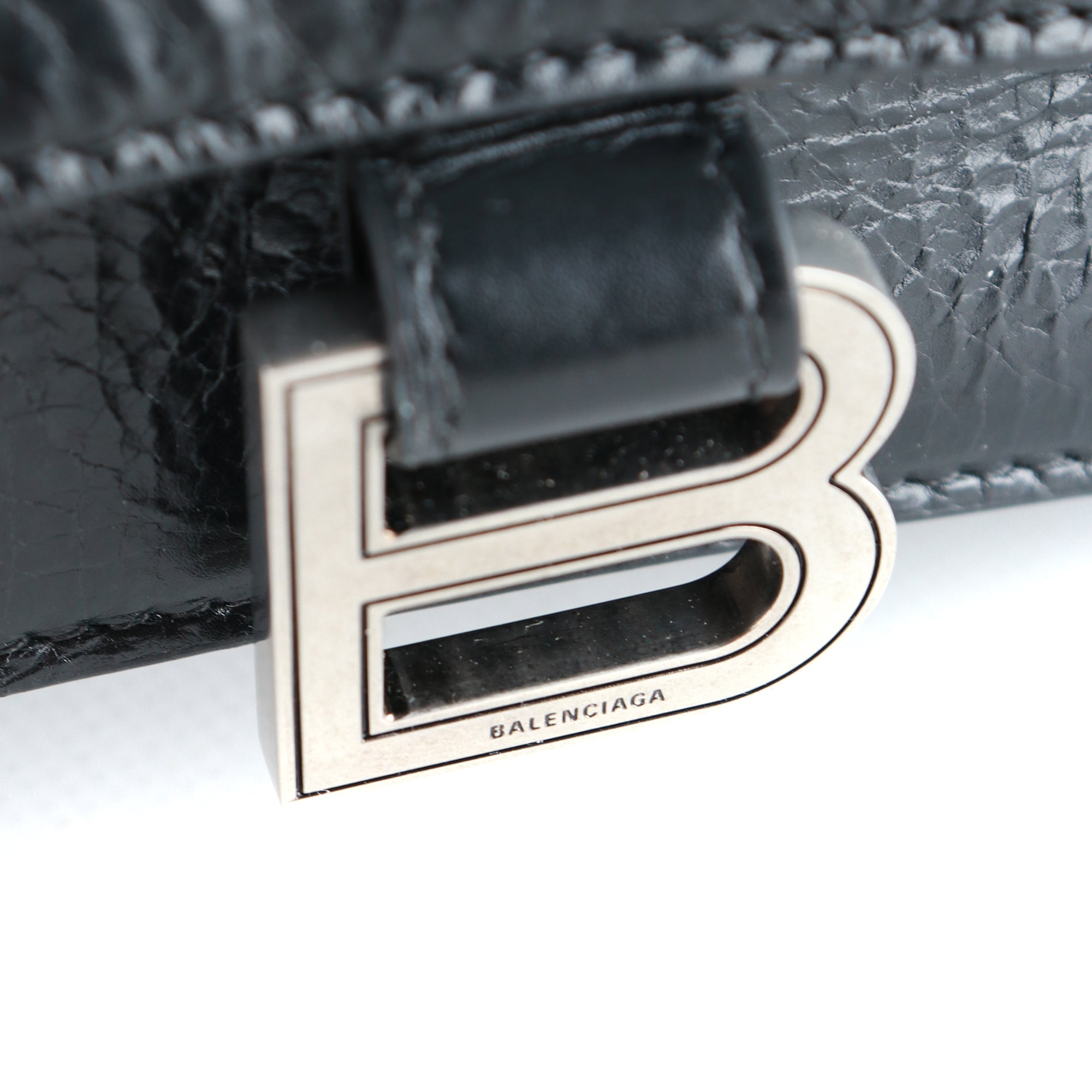 BALENCIAGA - Sac porté épaule Crush small en cuir noir