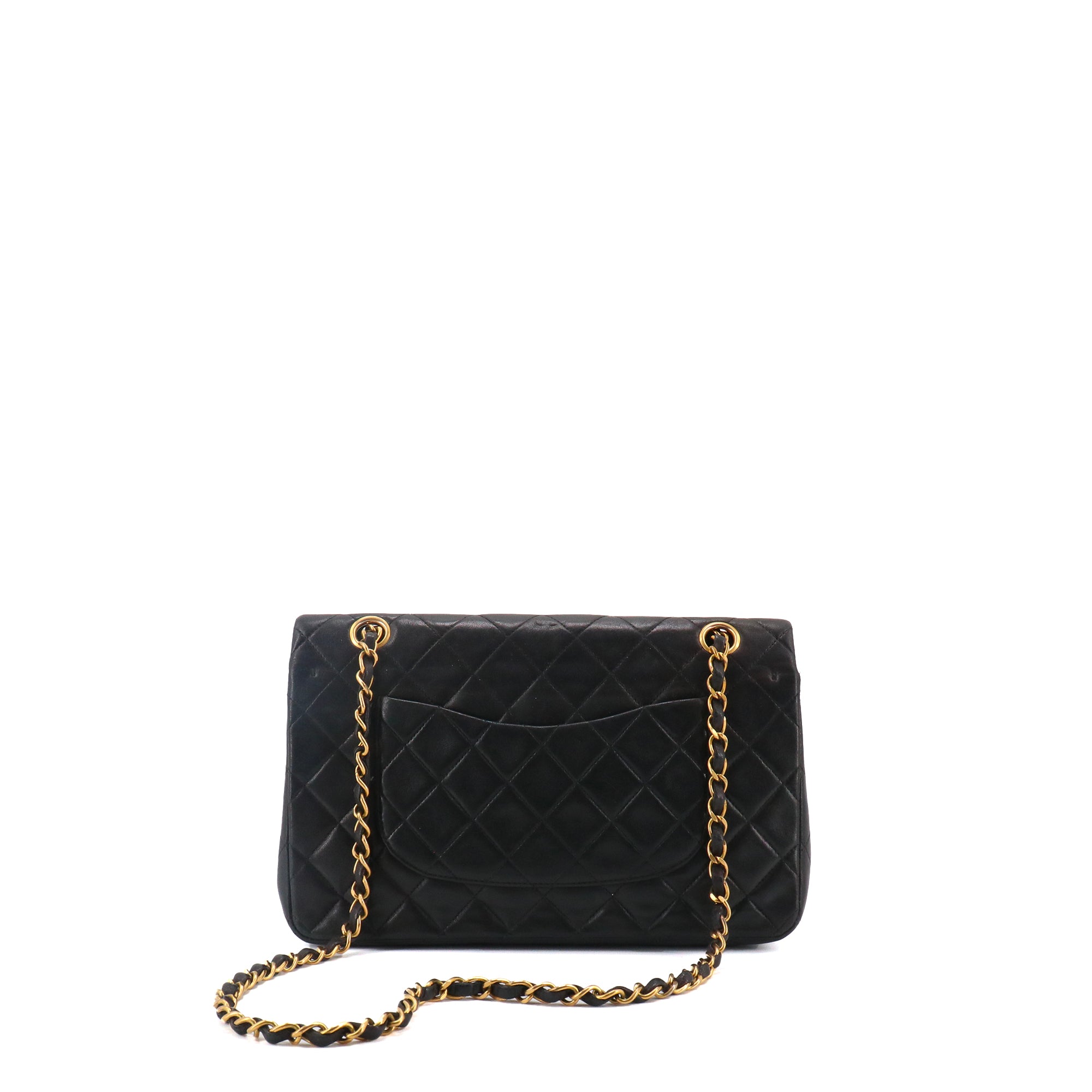 CHANEL - Sac à main Classique/Timeless Chanel 11.12 double flap Chanel en cuir lisse noir vintage