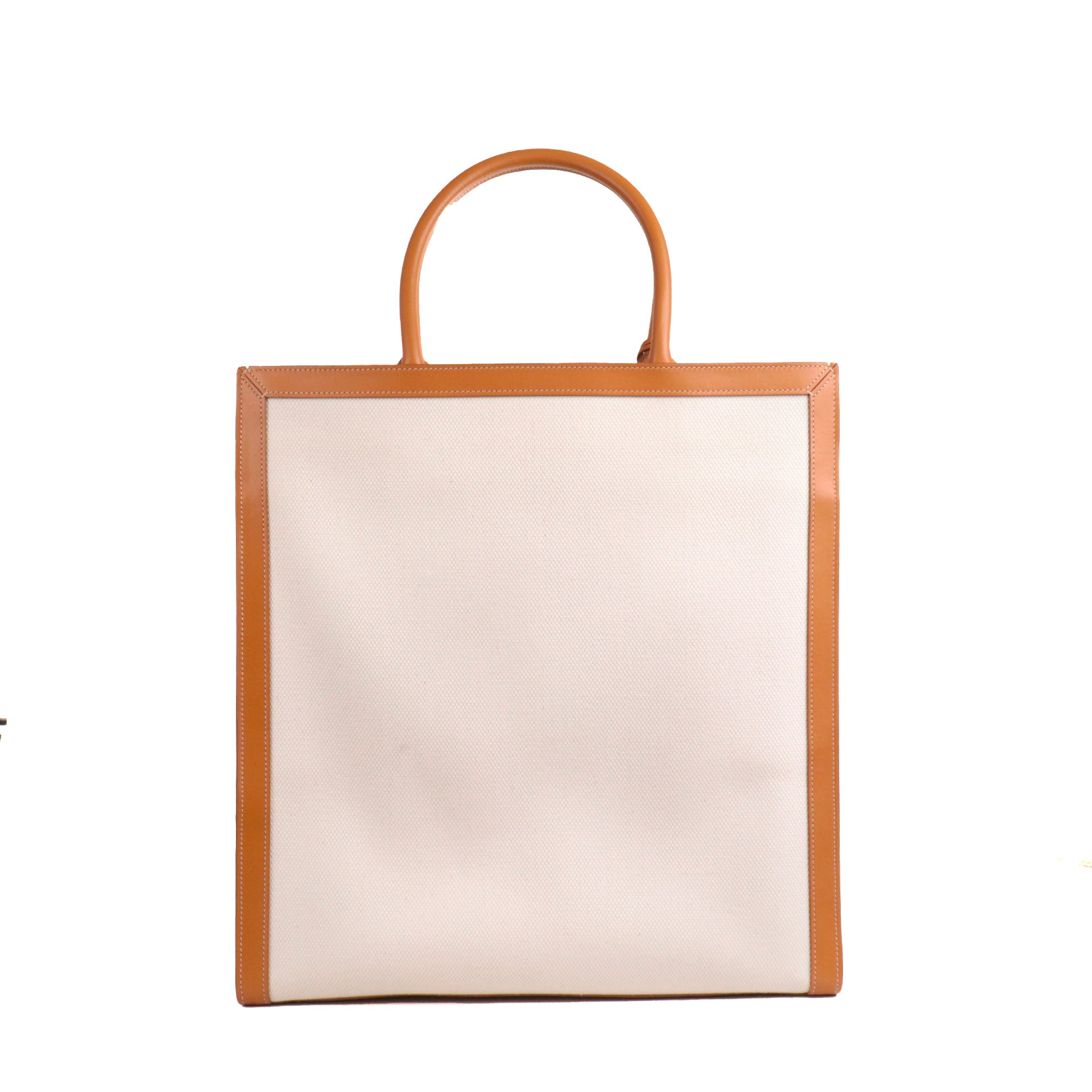 CELINE - Sac Cabas Vertical en toile Céline grand modèle beige