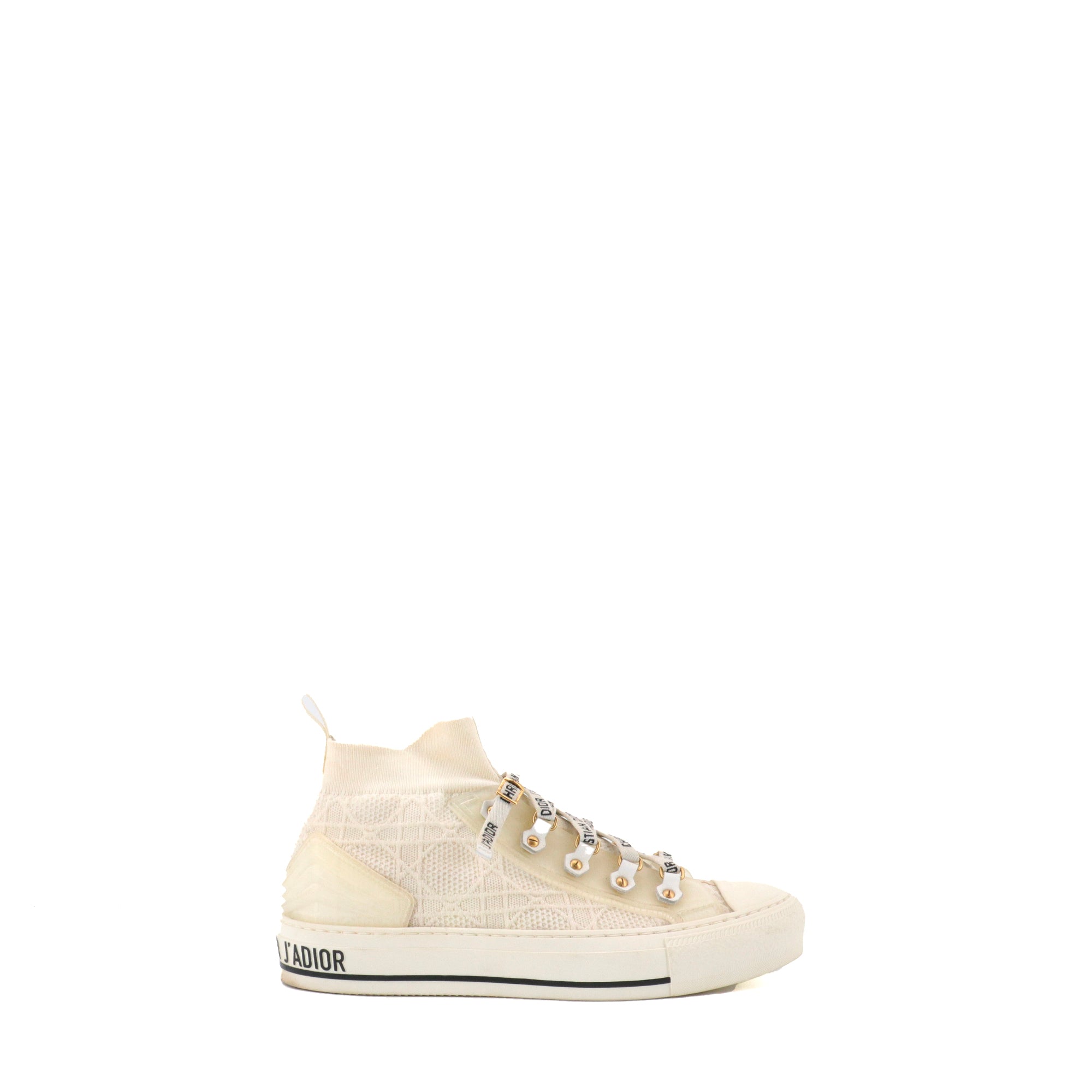DIOR - Sneakers montantes Walk'N'Dior en toile blanc cassé (T38)