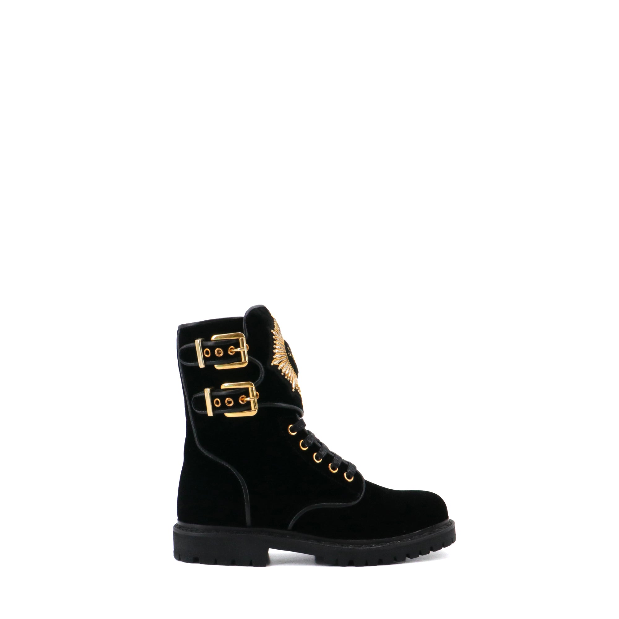 BALMAIN - Balmain Eagle ankle boots in black velvet (Size 37)