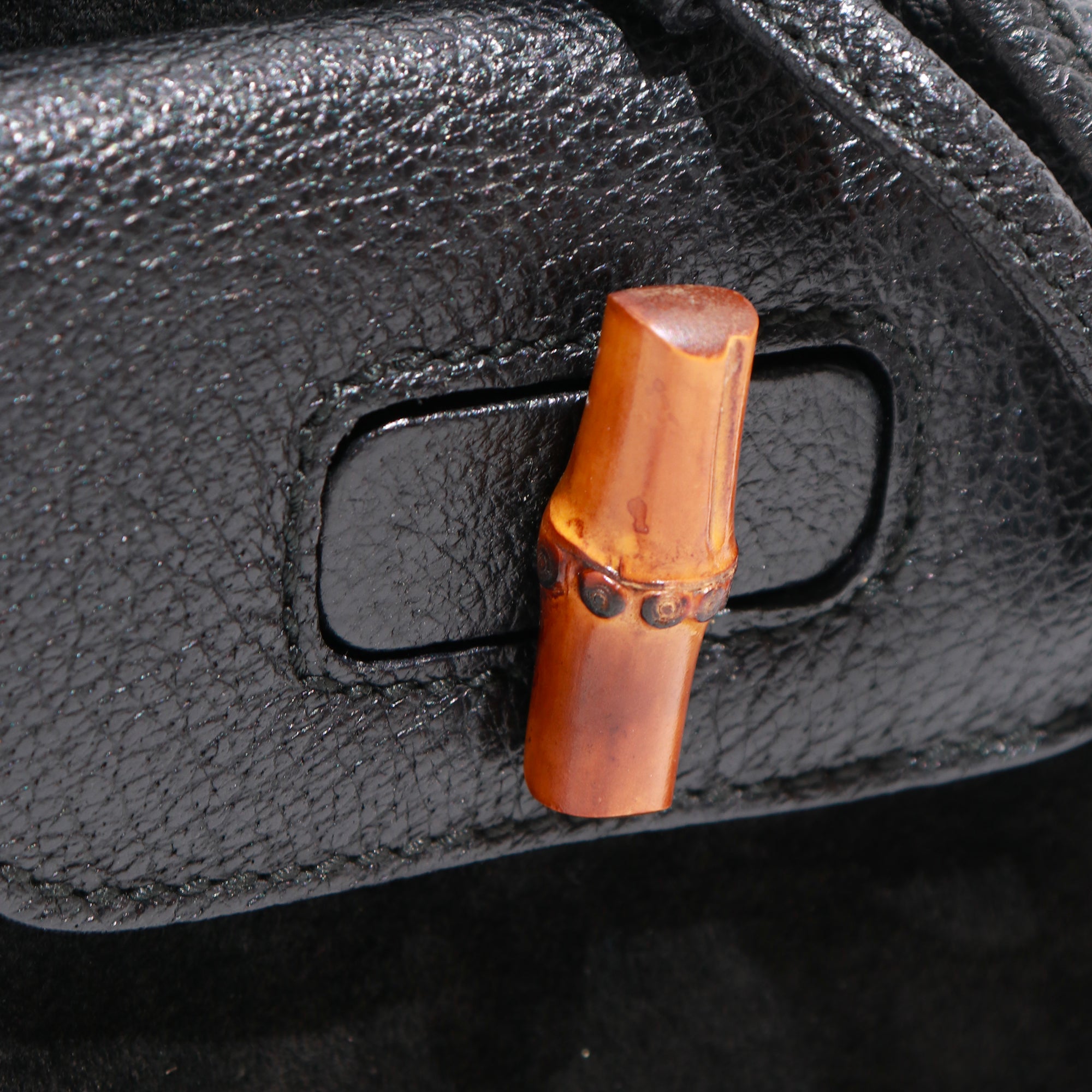 GUCCI - Sac à dos Bamboo Mini en daim et cuir noir