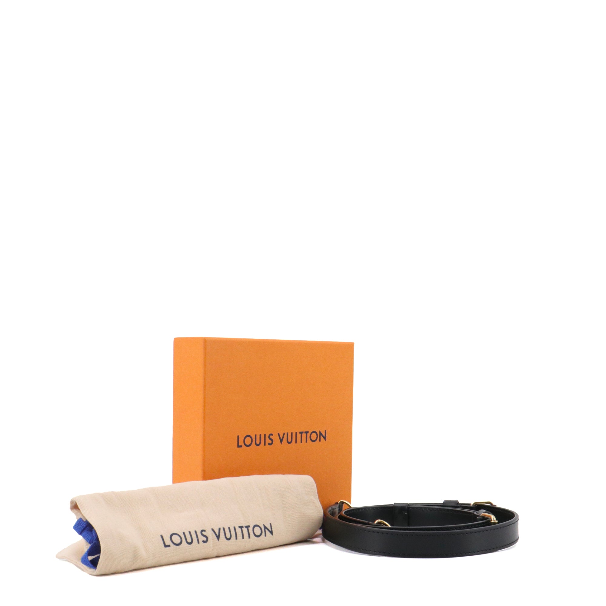 LOUIS VUITTON - Bandoulière de sac réglable Louis Vuitton en cuir noir