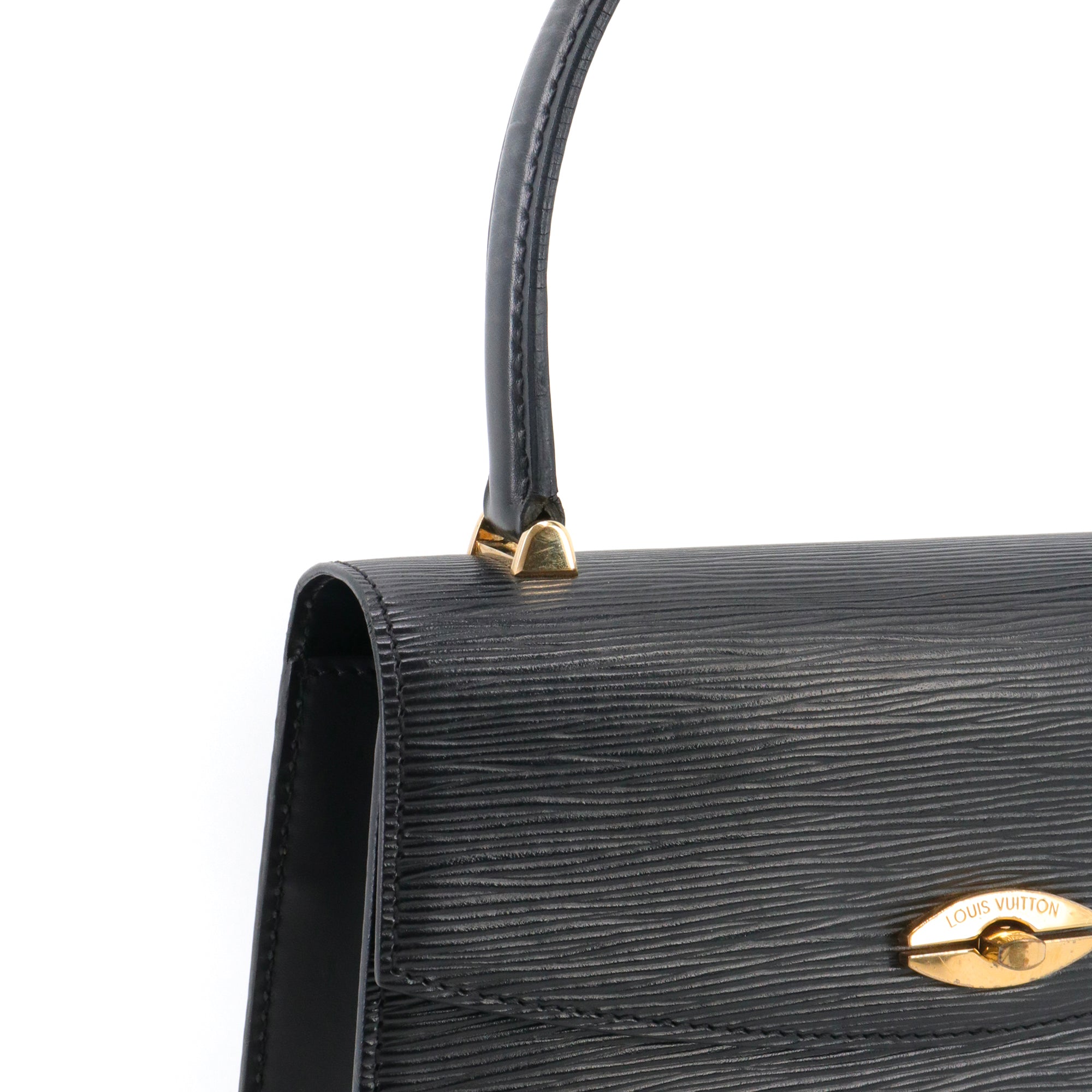 LOUIS VUITTON - Sac à main Malesherbes Louis Vuitton en cuir épi noir vintage