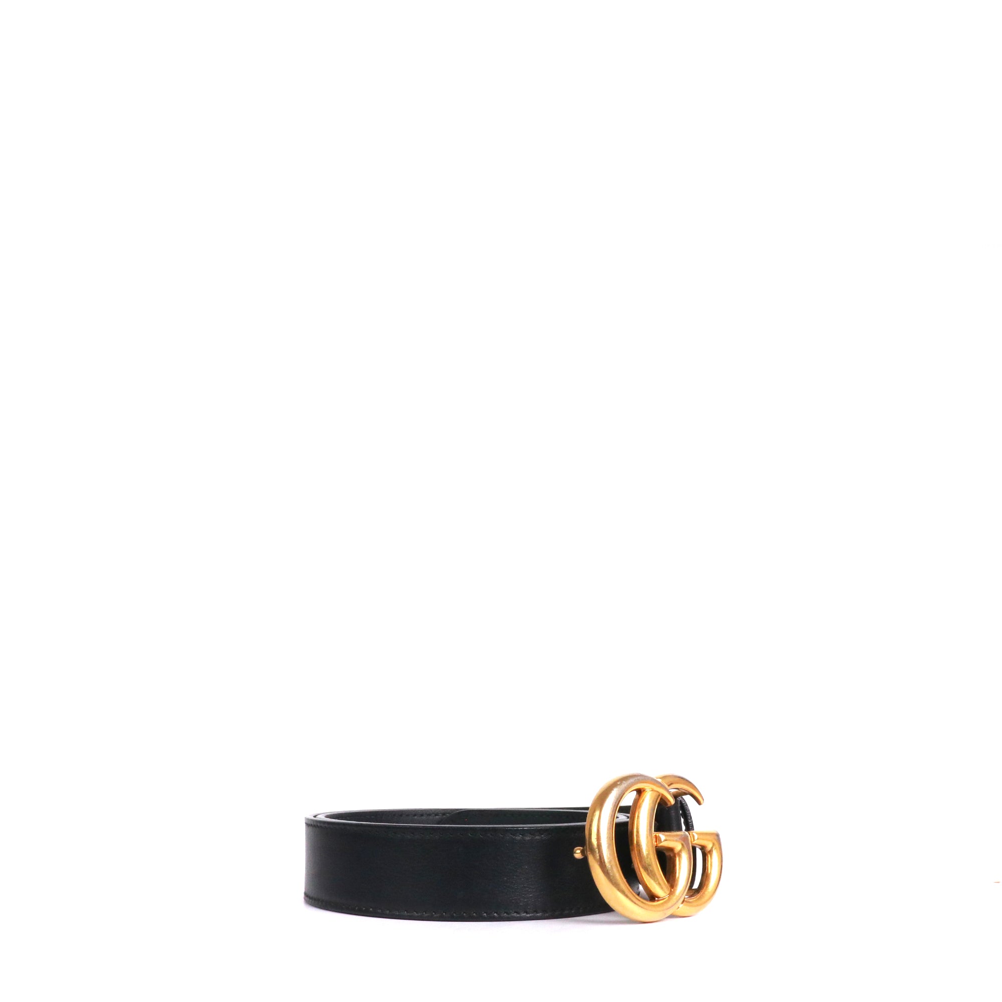 GUCCI - Gucci GG Buckle Marmont belt in black grained leather (T85)