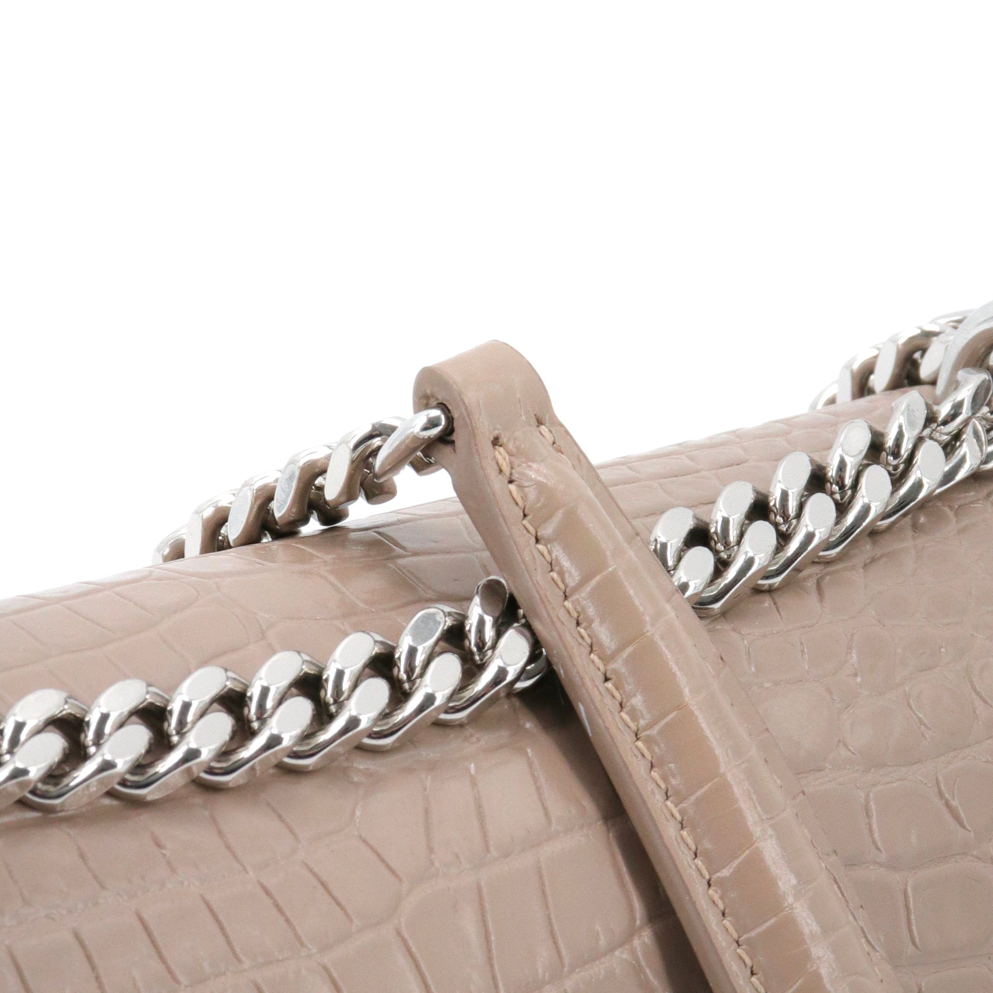 SAINT LAURENT - Sac à bandoulière Sunset Medium Saint Laurent en cuir embossé croco marron