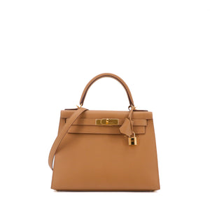 HERMÈS - Sac à main Kelly 28 Hermès en cuir epsom biscuit sellier
