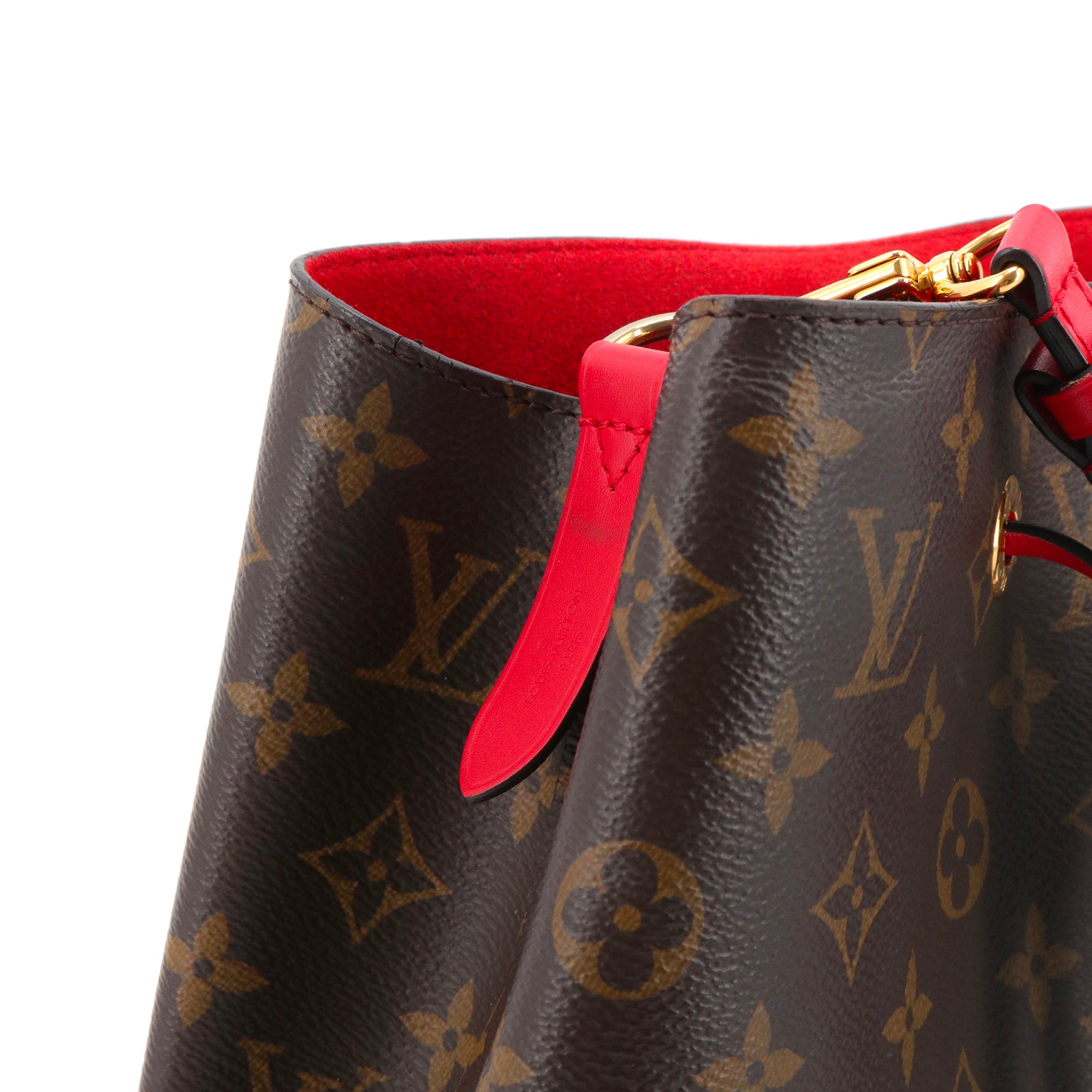 LOUIS VUITTON - Sac à épaule NéoNoé MM Louis Vuitton en toile monogramme et cuir rouge coquelicot