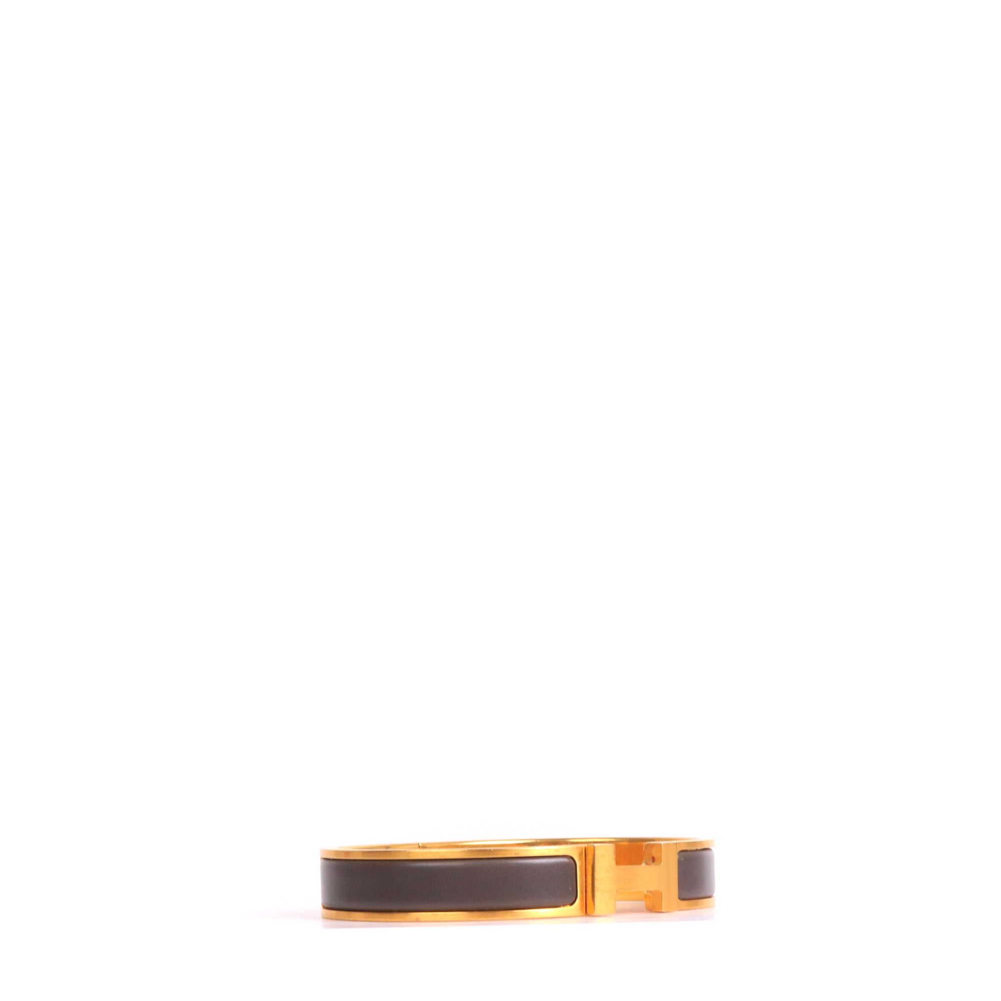 HERMÈS - Bracelet Clic HH Hermès en émail gris mat (T5)