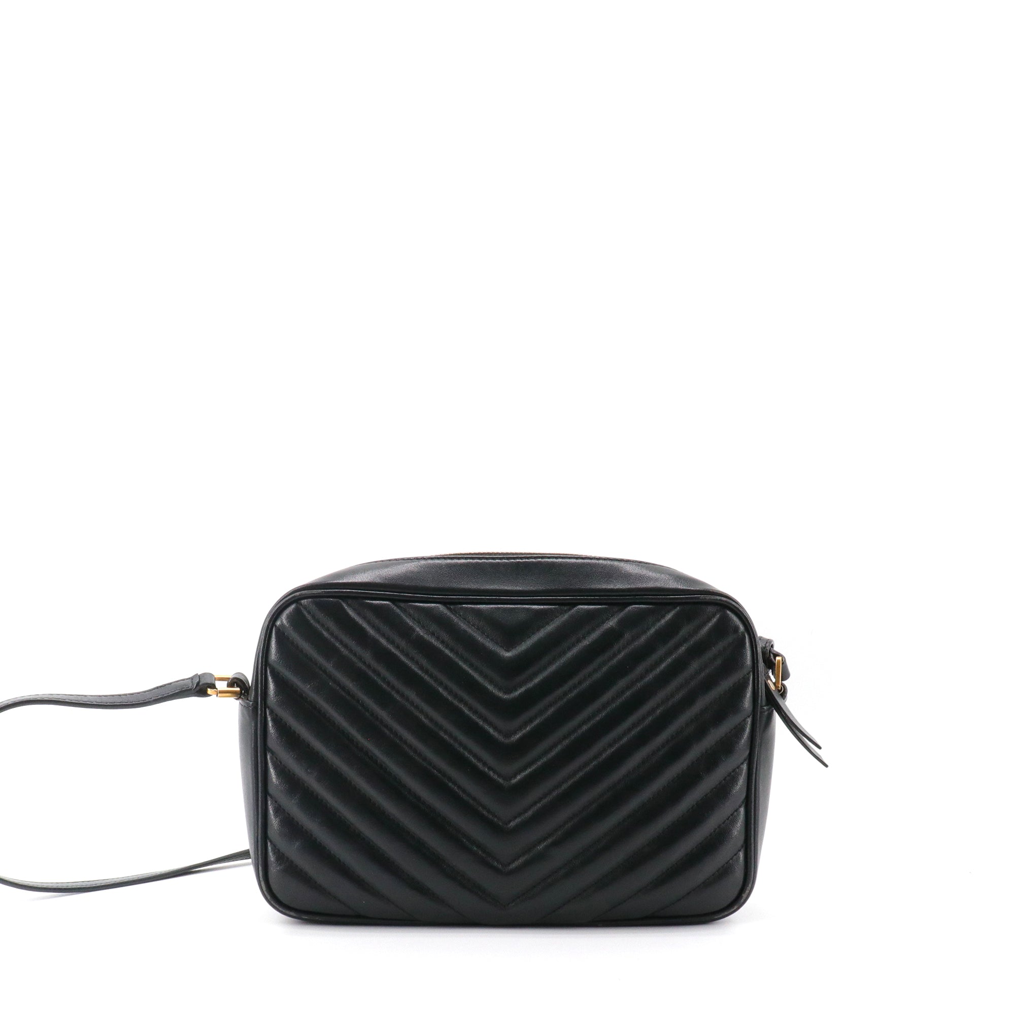 SAINT LAURENT - Sac à bandoulière Lou Saint Laurent en cuir chevron noir