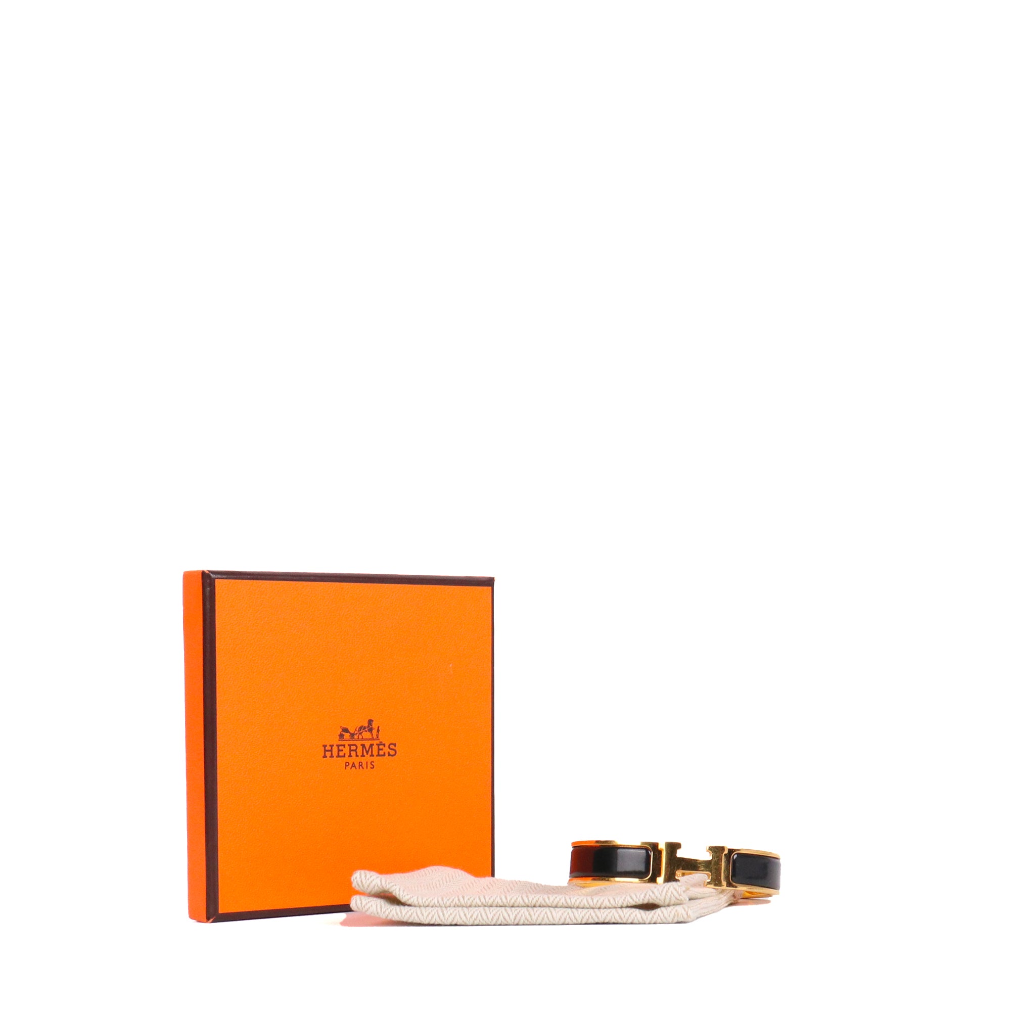HERMÈS - Bracelet Clic H Hermès en émail noir (T0)