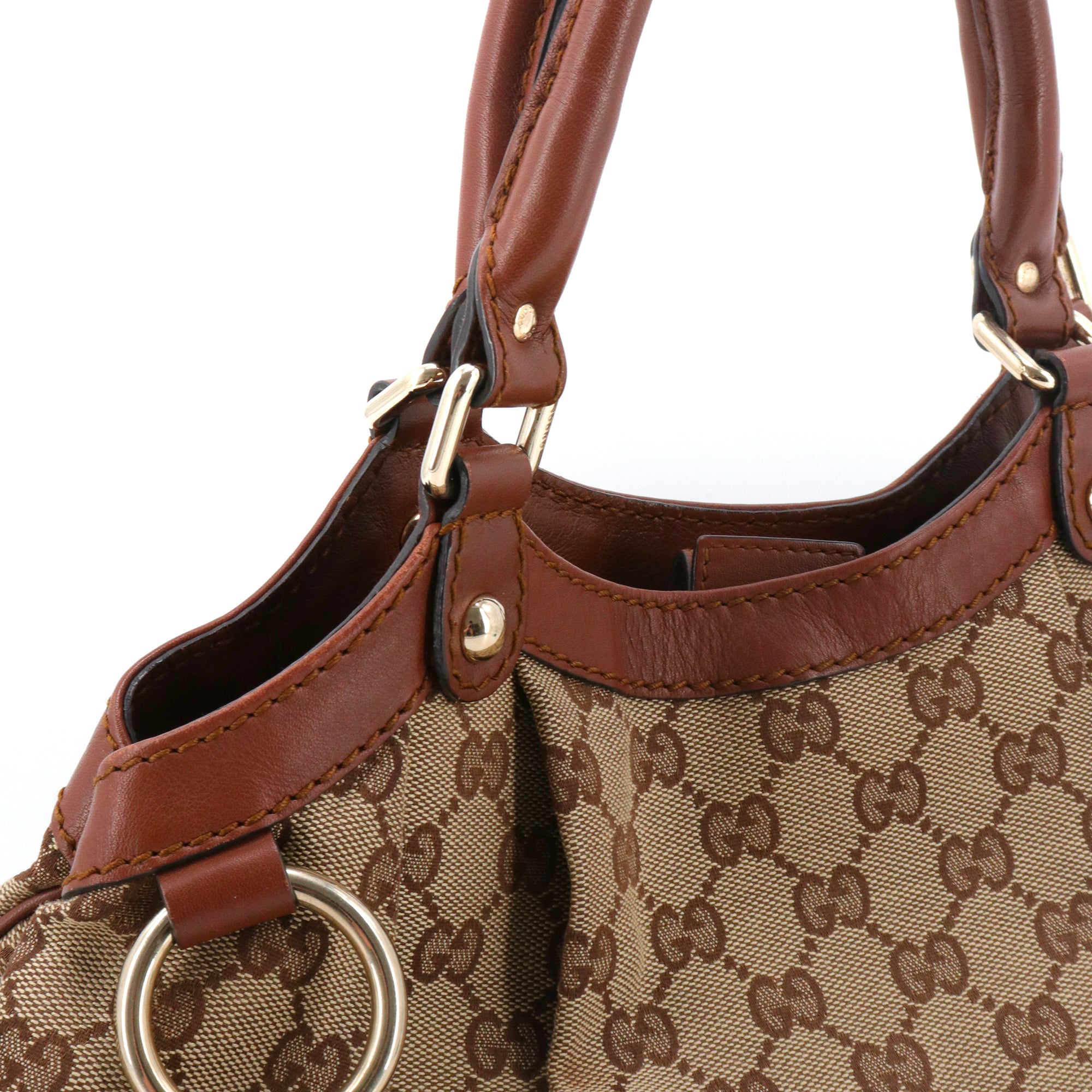 GUCCI - Sac à main Gucci en toile sûpreme GG et cuir marron