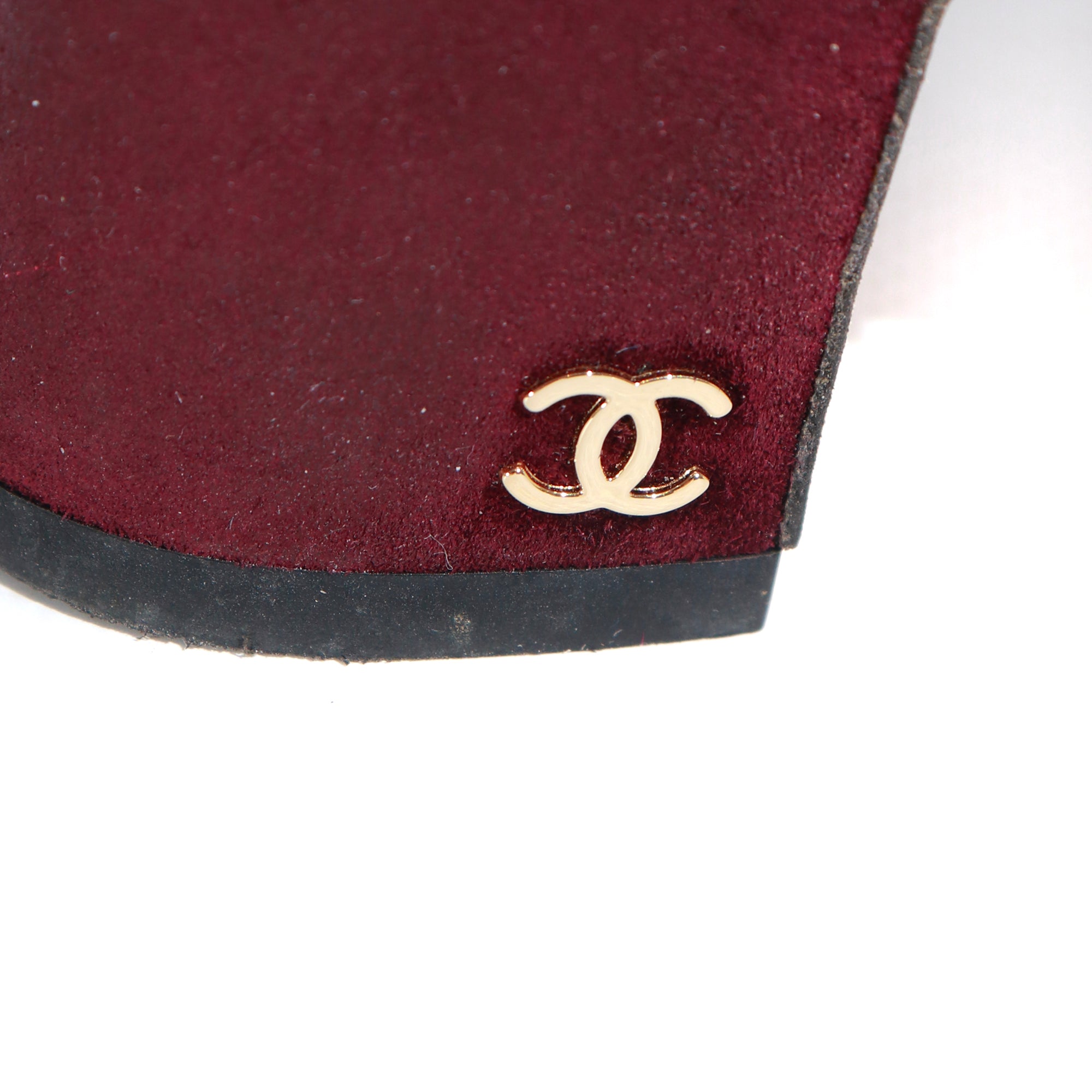 CHANEL - Sandales à talon Slingback en daim violet (T35,5)