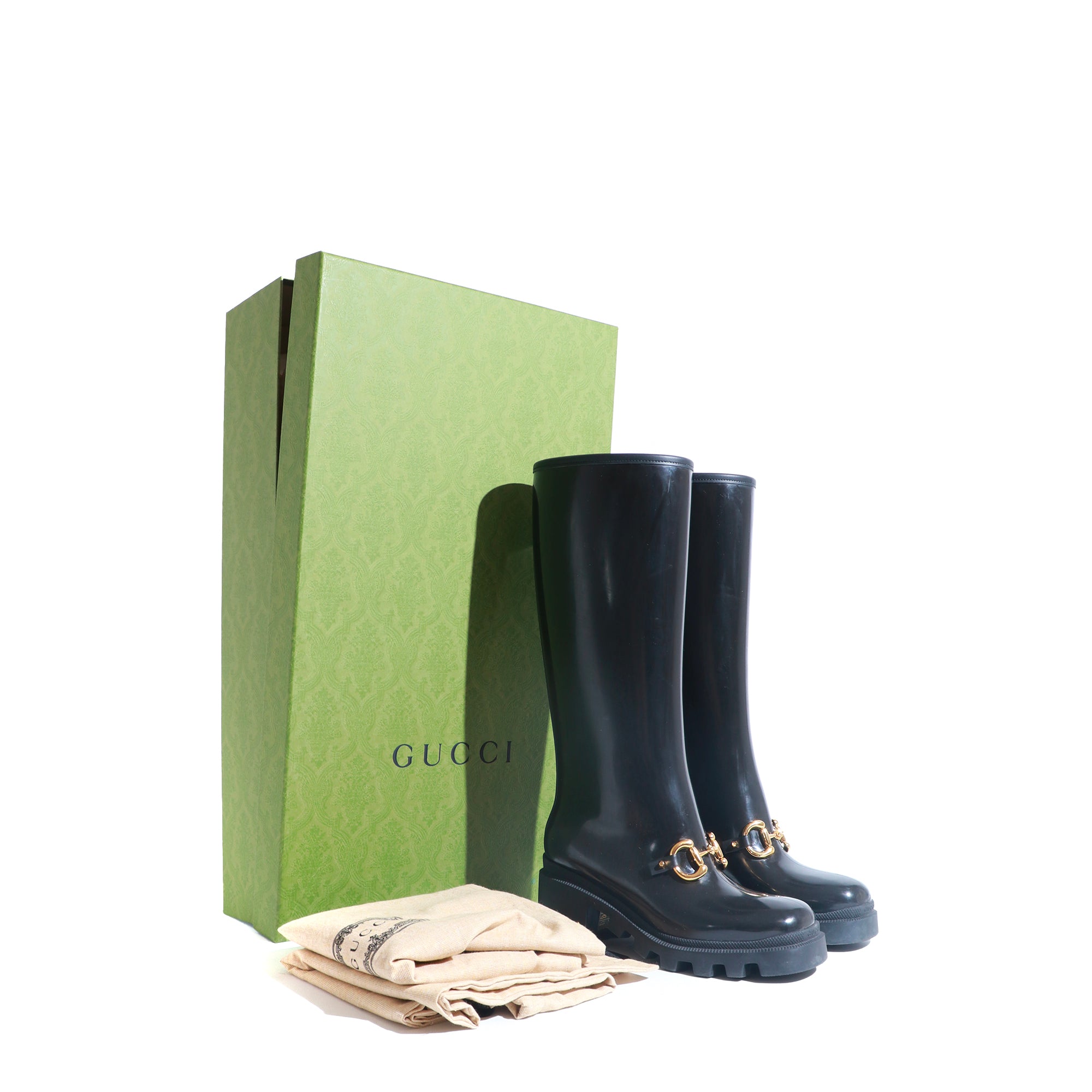 GUCCI - Bottes de pluie en caoutchouc avec détails Mors (T36)