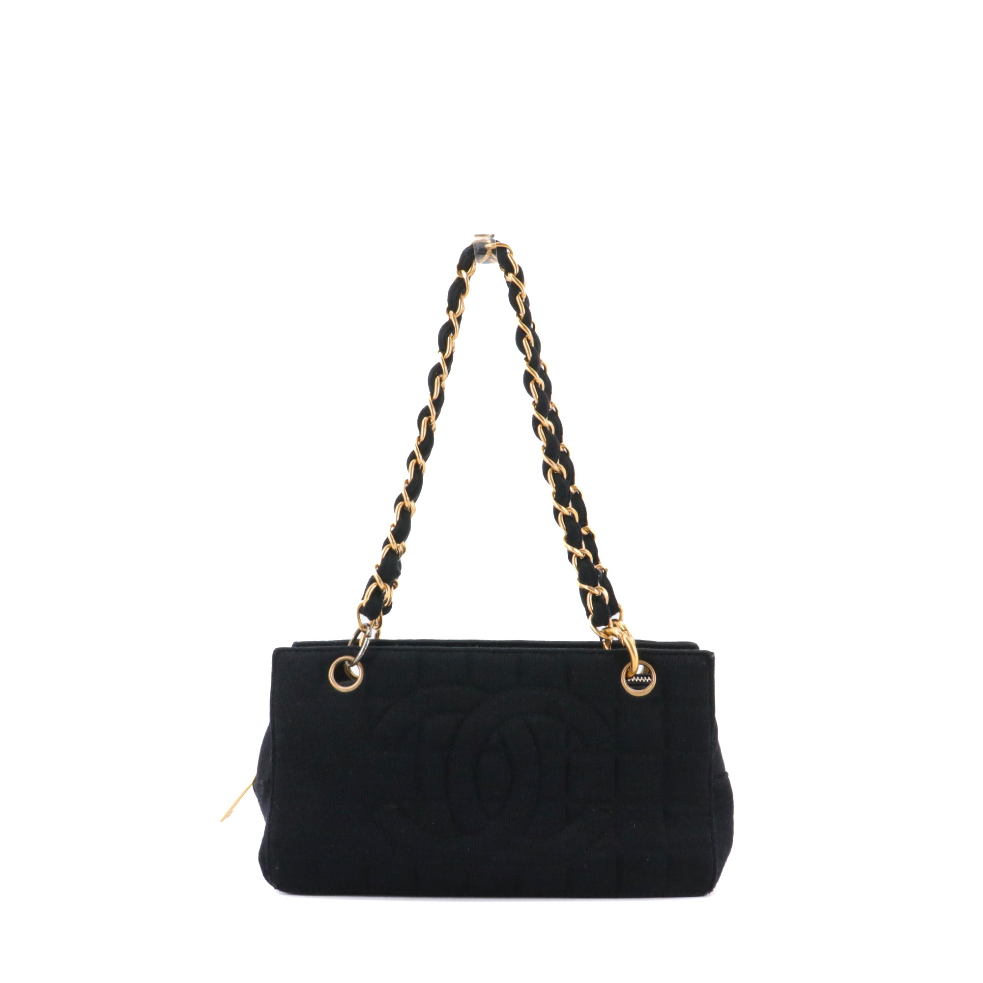 CHANEL - Sac à épaule Petit Shopping Chanel en jersey noir vintage