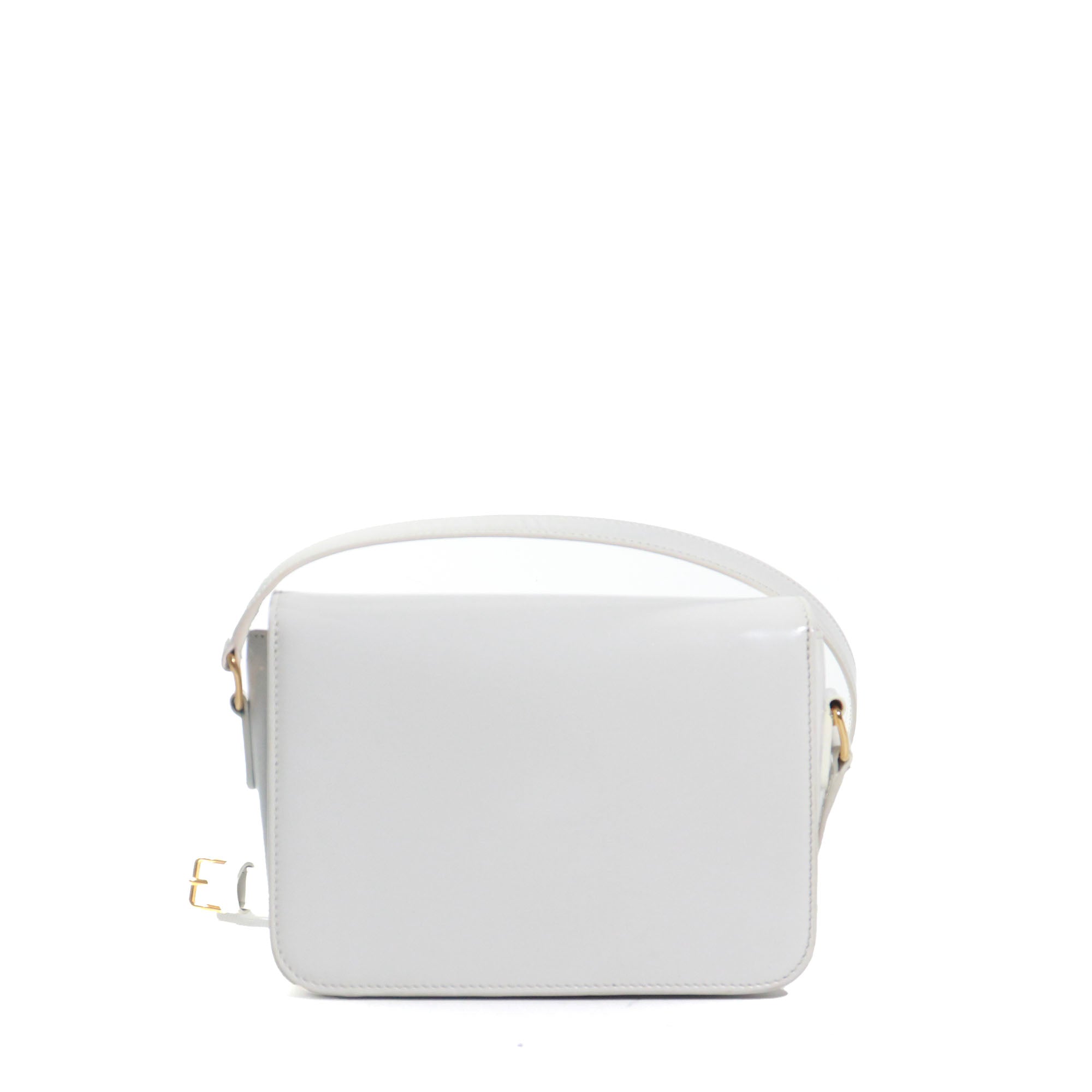 CELINE - Sac à bandoulière Triomphe teen en cuir box blanc artique