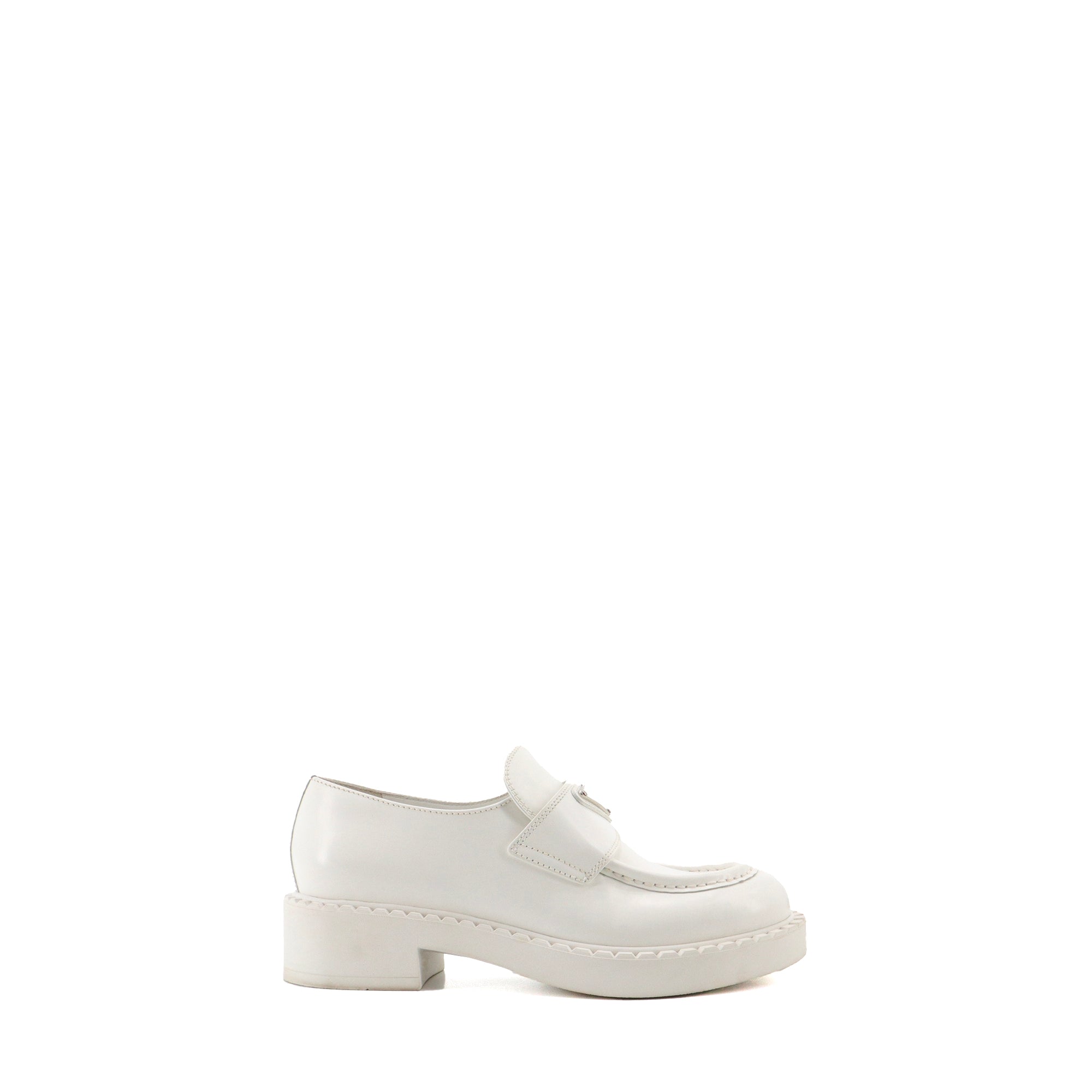 PRADA - Mocassins Chocolate Prada en cuir brossé blanc (T36.5)