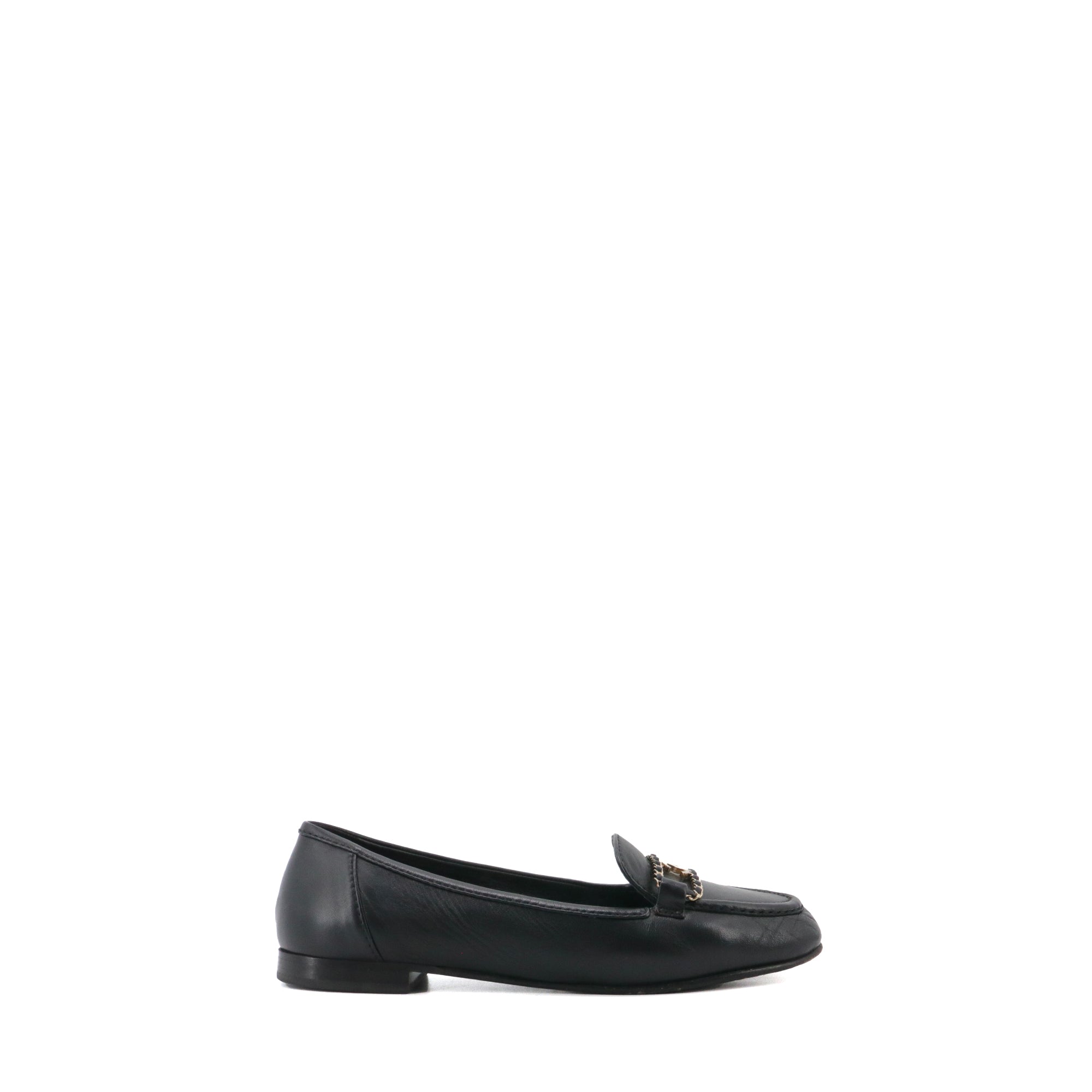 CHANEL - Mocassins CC Chanel en cuir noir (T36.5)