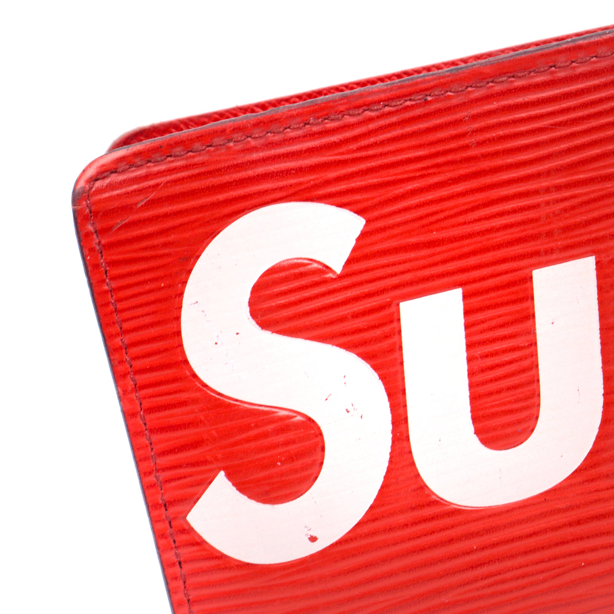 LOUIS VUITTON - Portefeuille Louis Vuitton x Supreme en cuir épi rouge