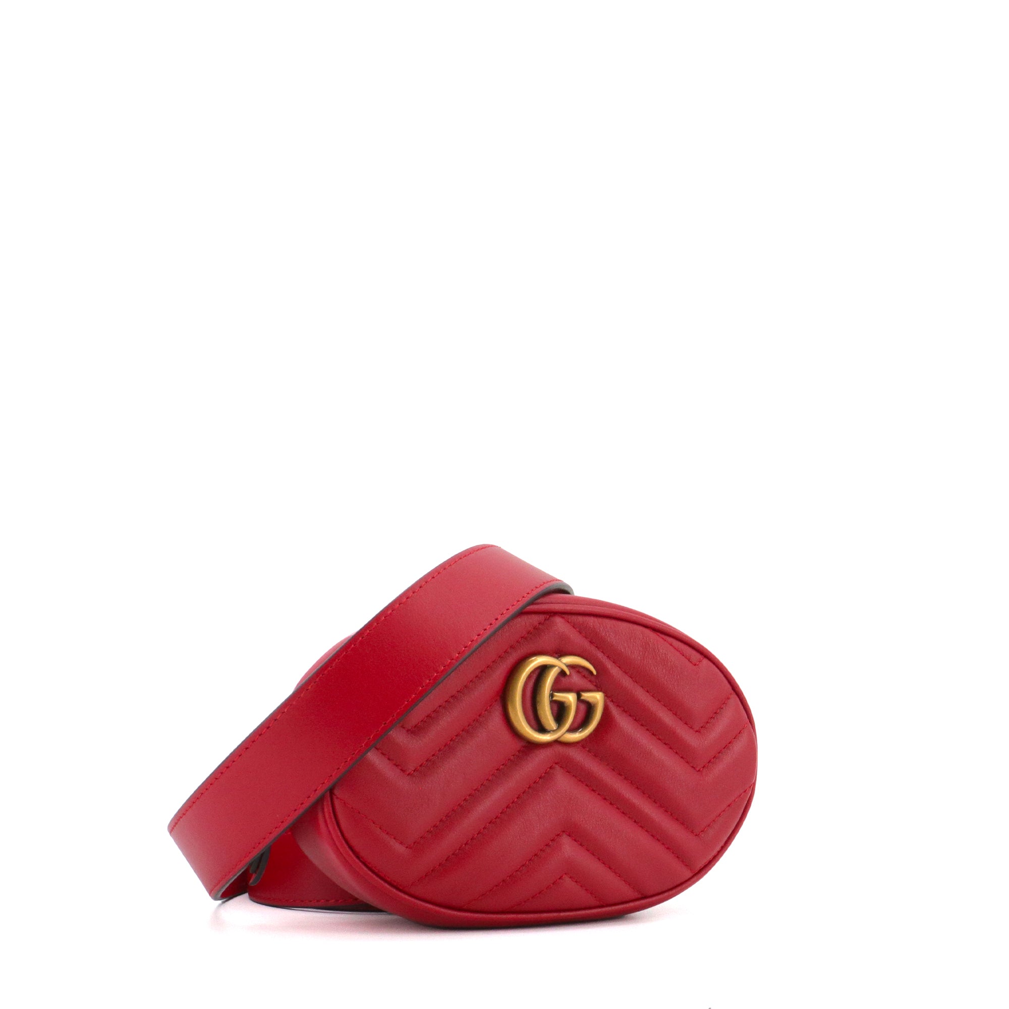 GUCCI - Sac banane GG Marmont Gucci en cuir chevron rouge