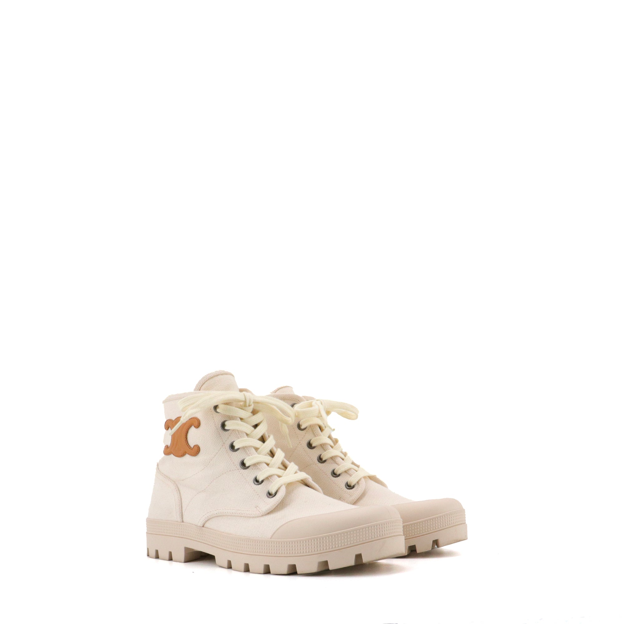 CELINE - Bottines Patapans Celine en toile beige (T38)