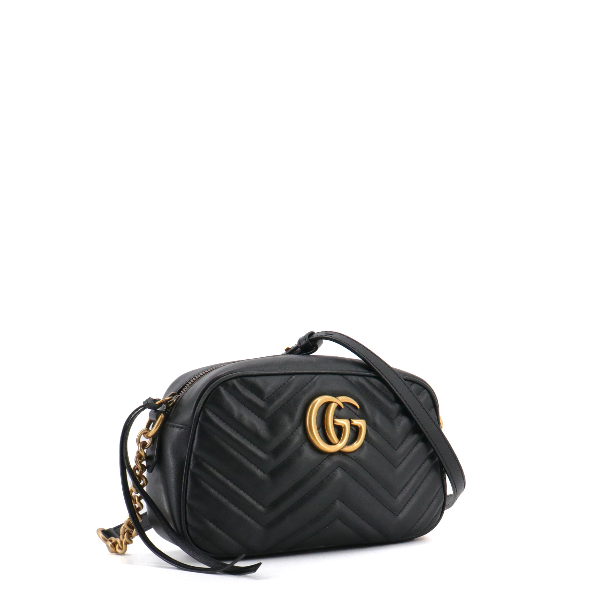 GUCCI - Sac à bandoulière Caméra GG Marmont Gucci matelassé en cuir noir