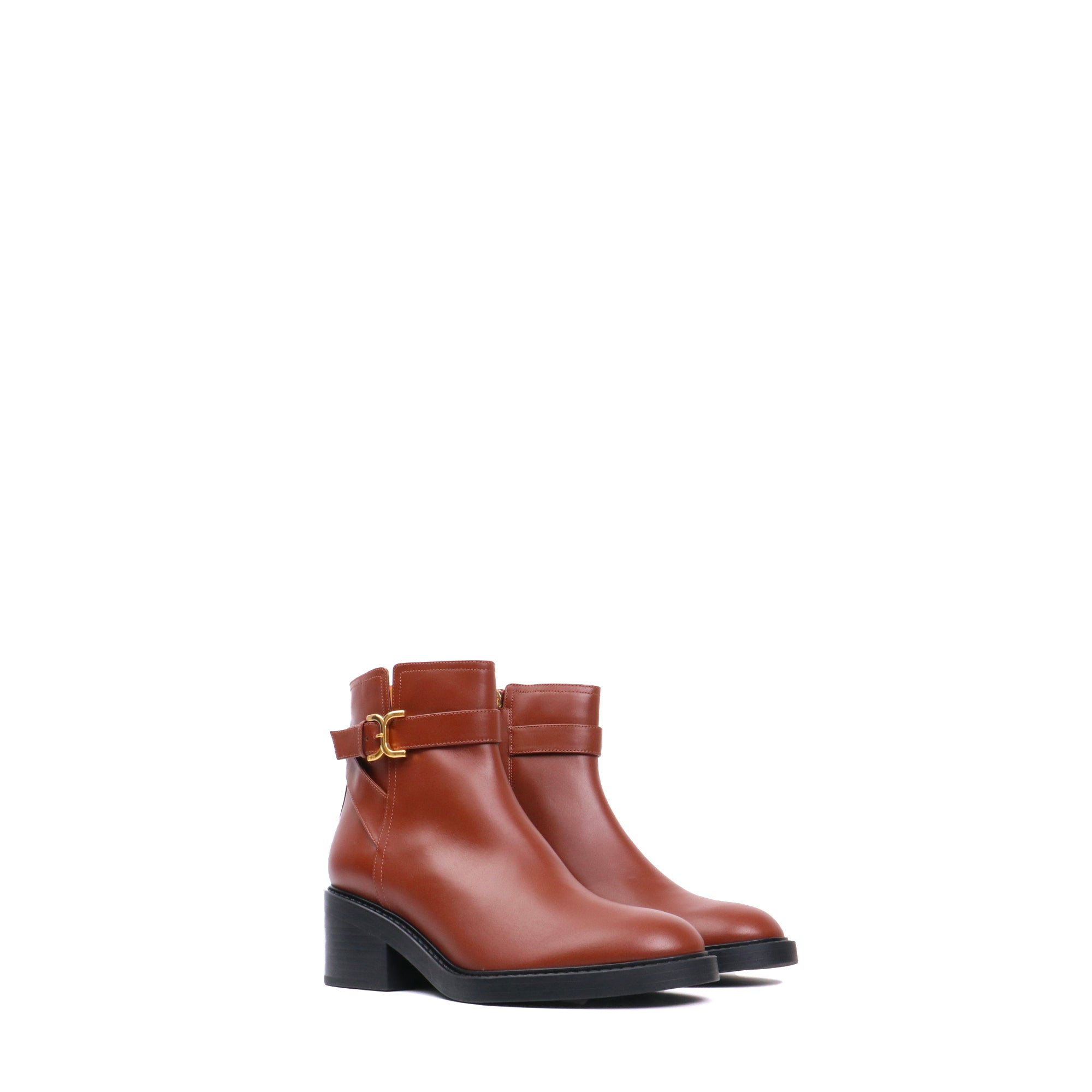 CHLOÉ - Bottines Marcie à boucles Chloé en cuir marron (T41)