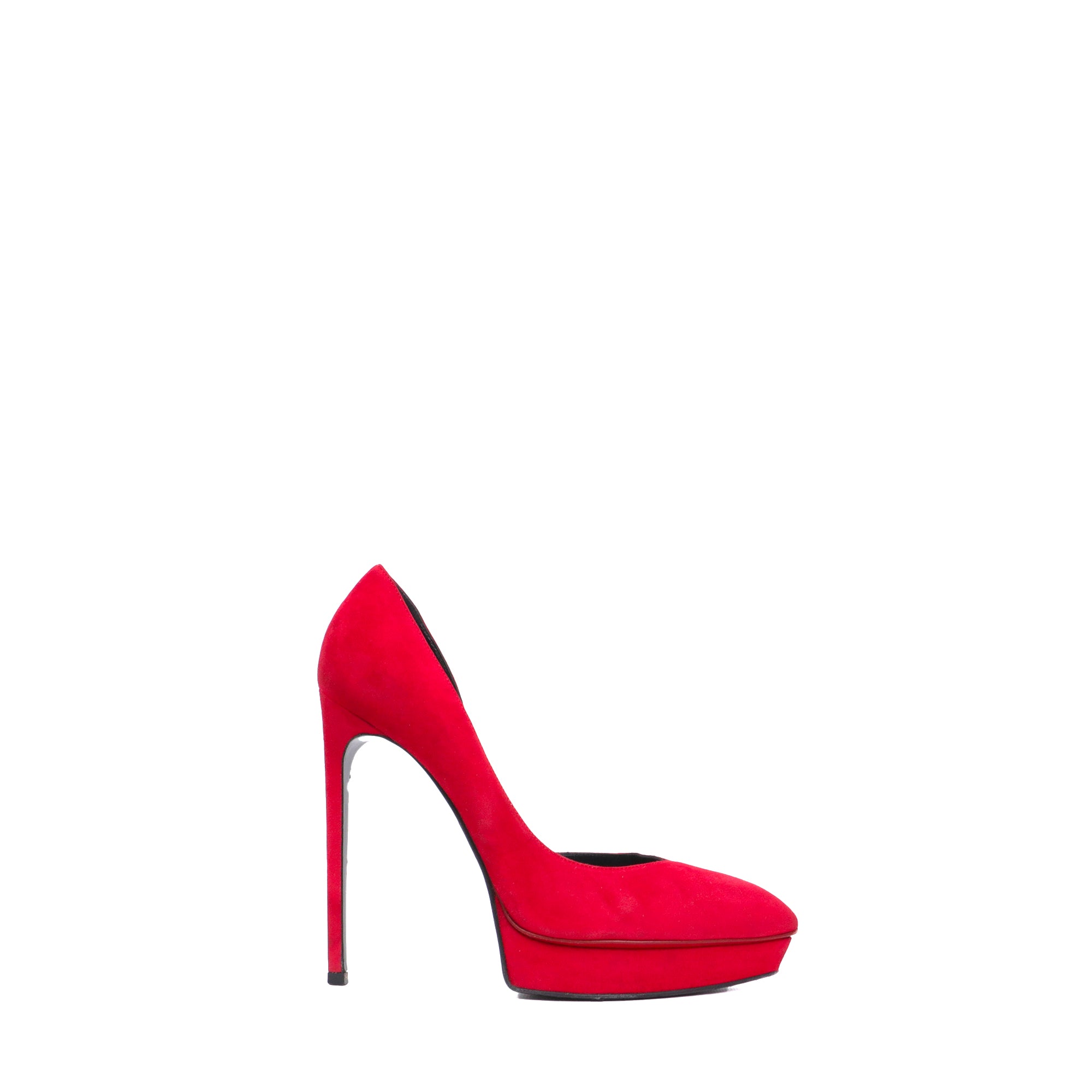 SAINT LAURENT - Escarpins à talon Kid Scamosciato Saint Laurent en suède rouge (T39)