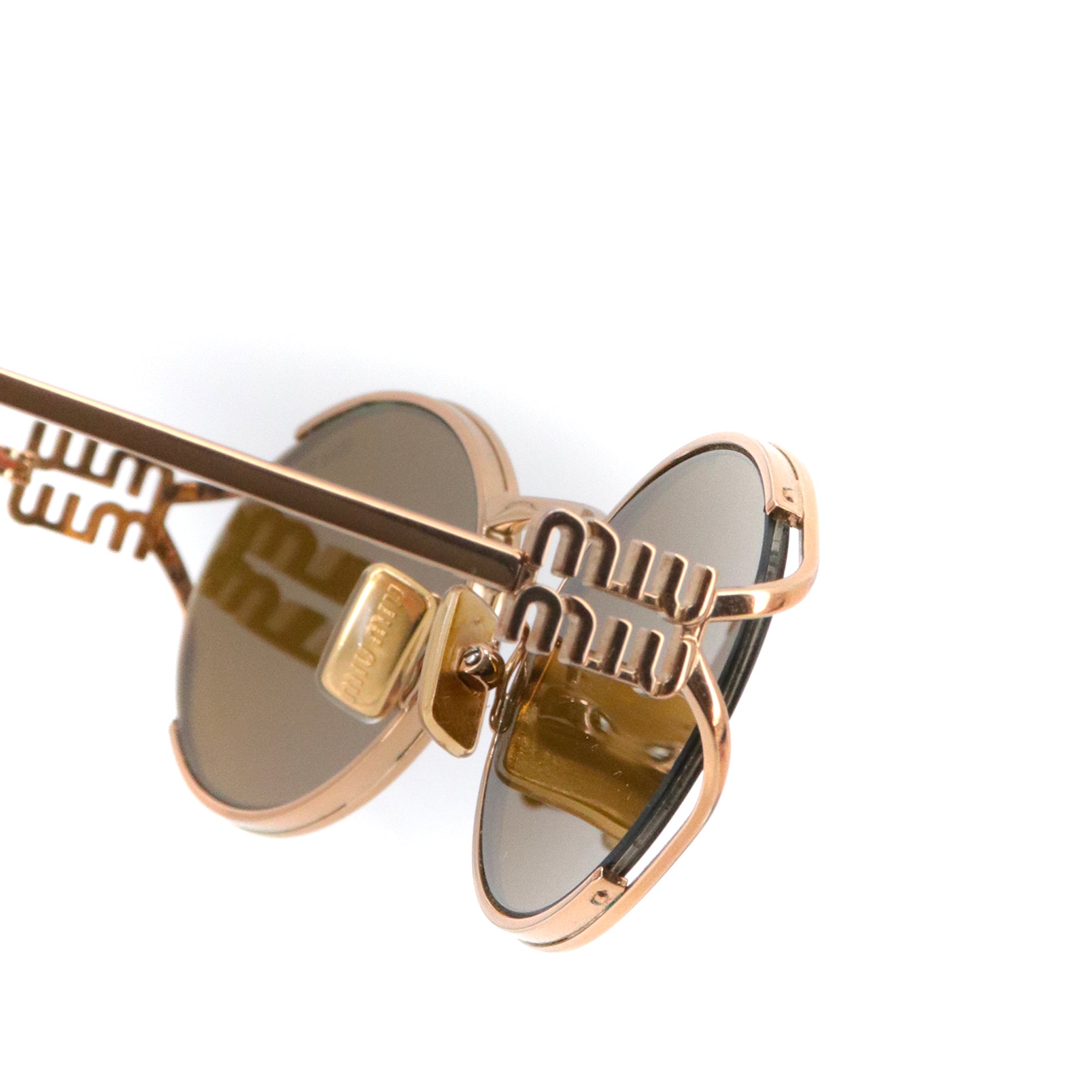 MIU MIU - Lunettes de soleil Logo MiuMiu en métal rose gold