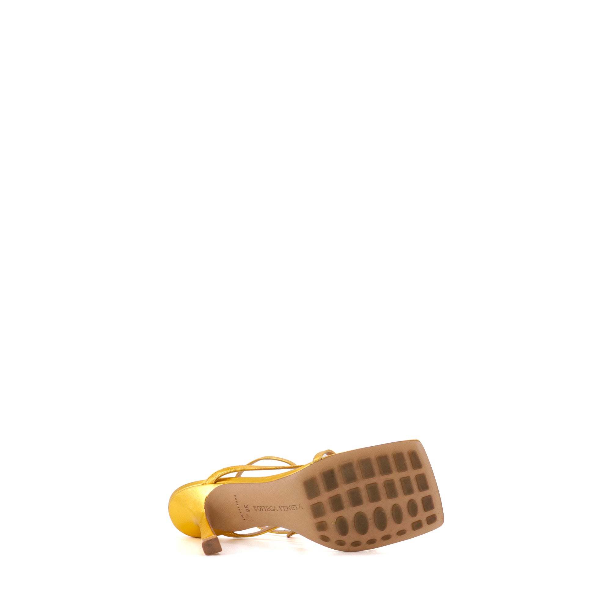 BOTTEGA VENETA - Bottega Veneta heeled sandals in gold leather (T35)
