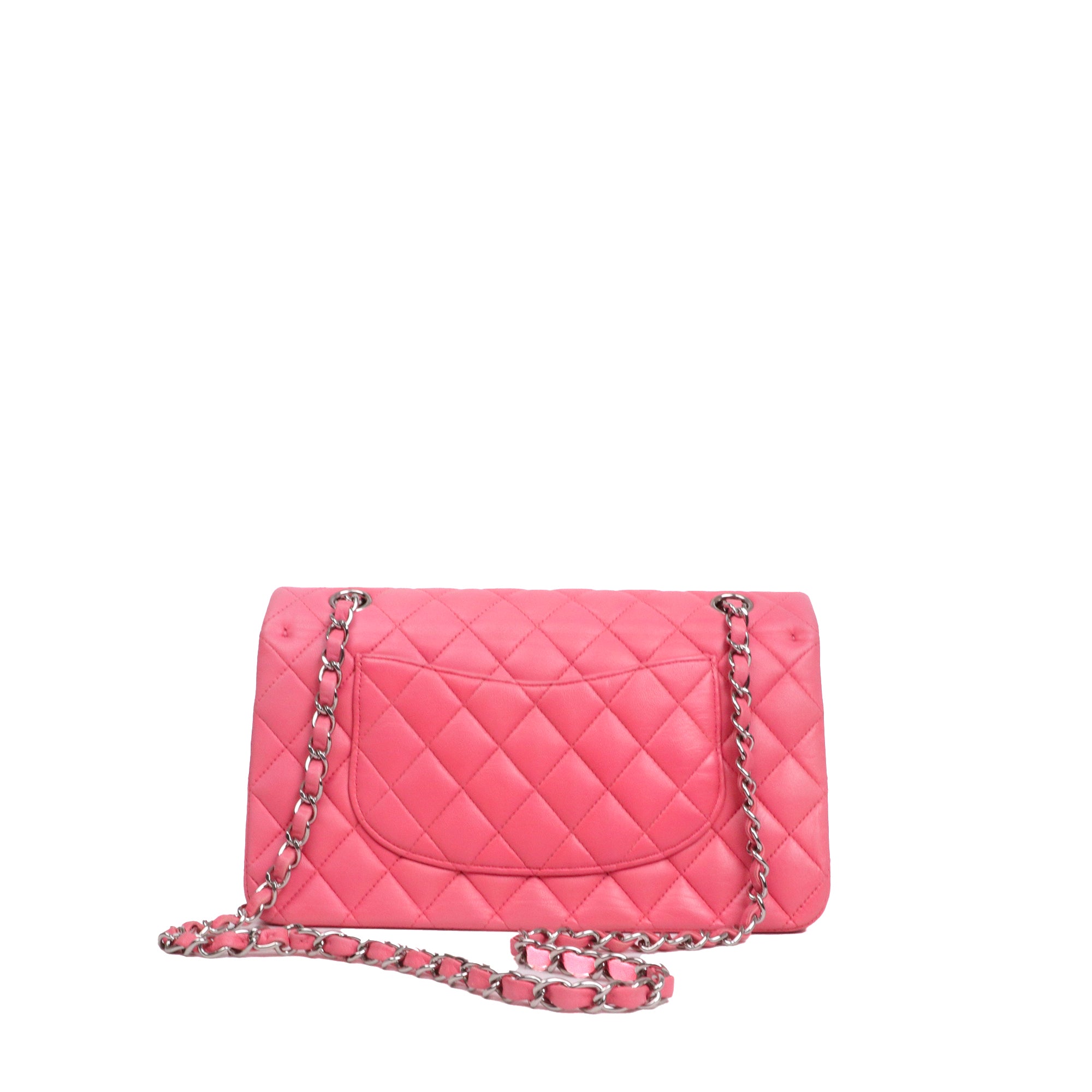 CHANEL - Sac à main Classique/Timeless Chanel medium double flap Chanel en cuir lisse rose