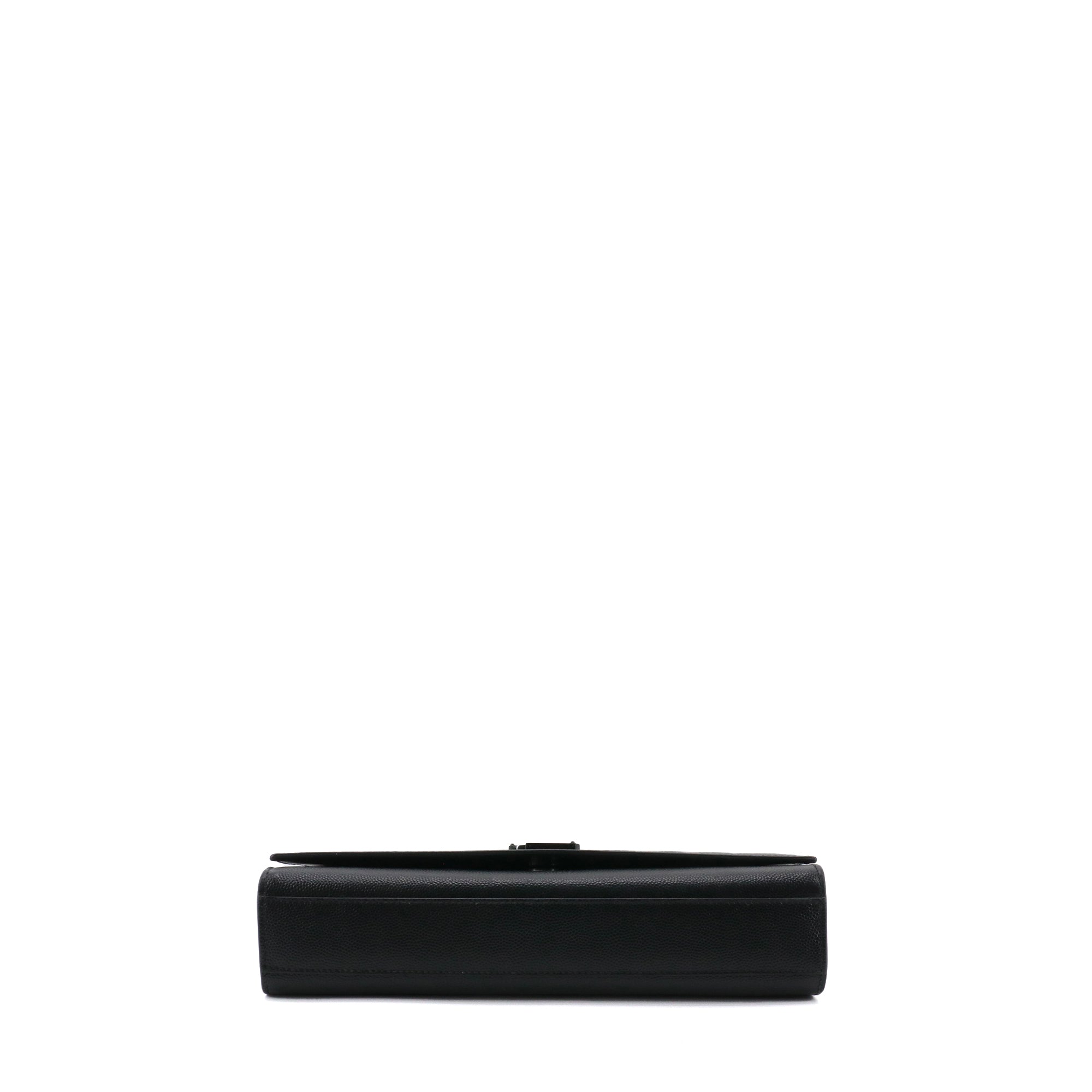 SAINT LAURENT - Sac à bandoulière Kate medium full black Saint Laurent en cuir grainé noir