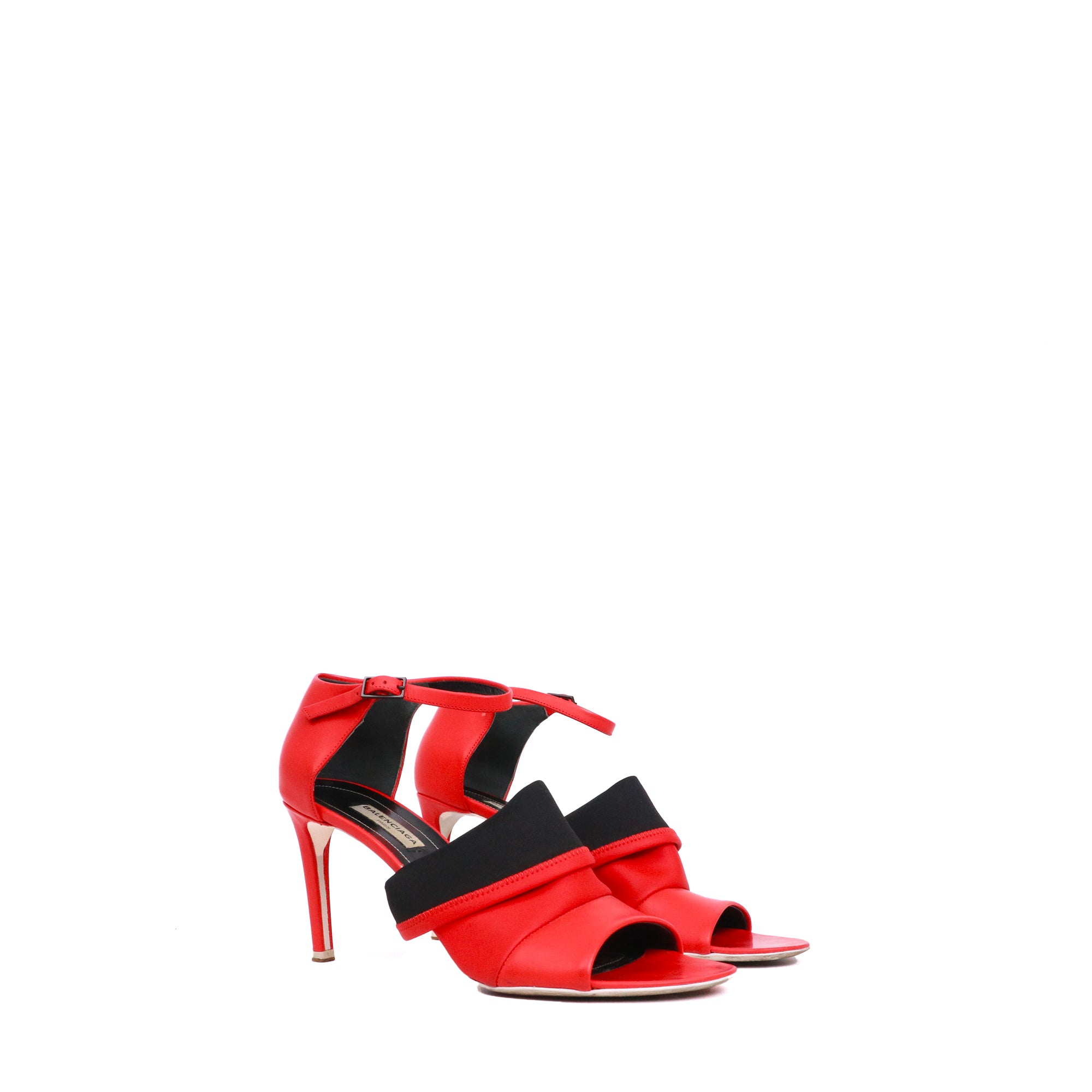 BALENCIAGA - Sandales à talon Balenciaga en néoprène rouge (T39)