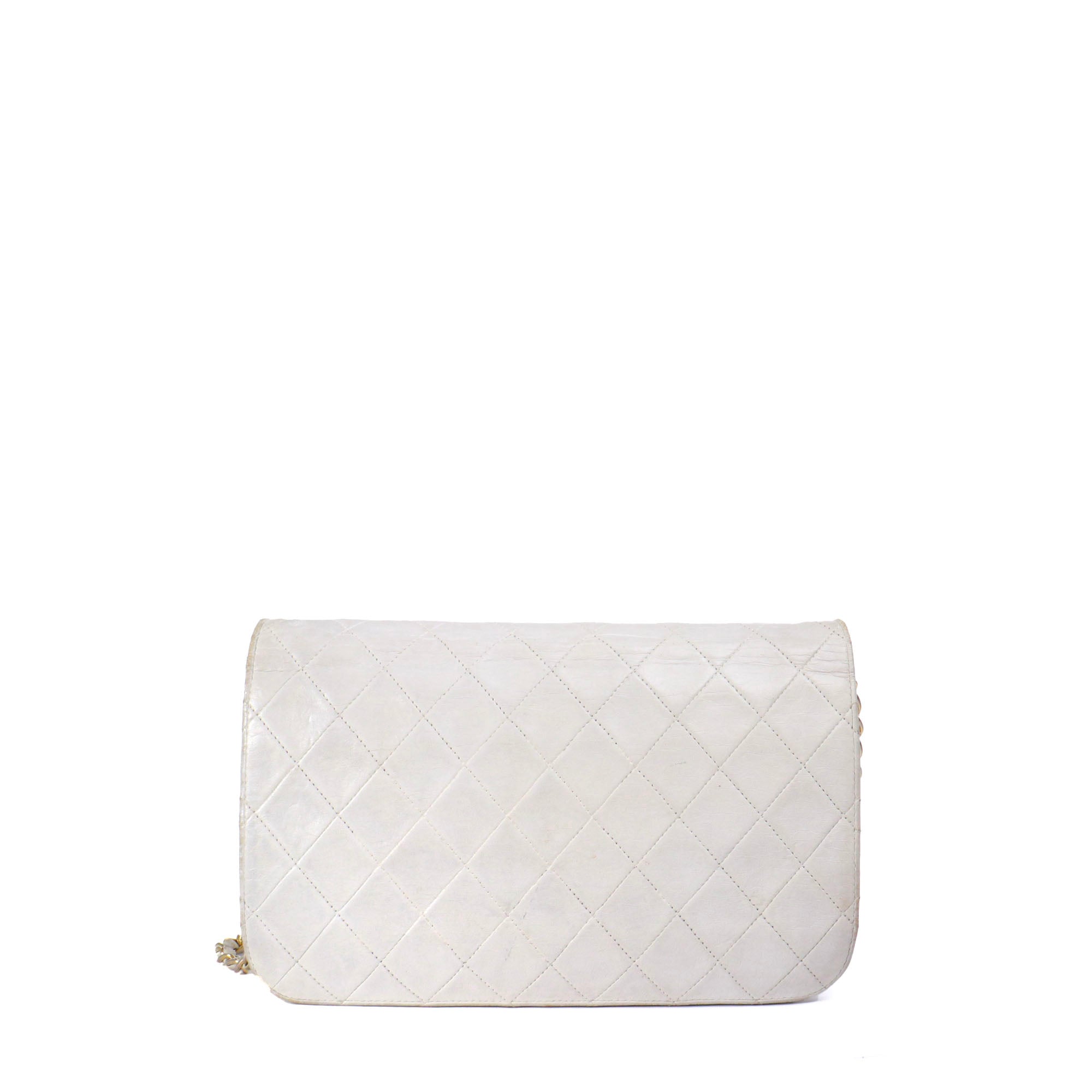 CHANEL - Sac classique à rabat Chanel vintage en cuir blanc