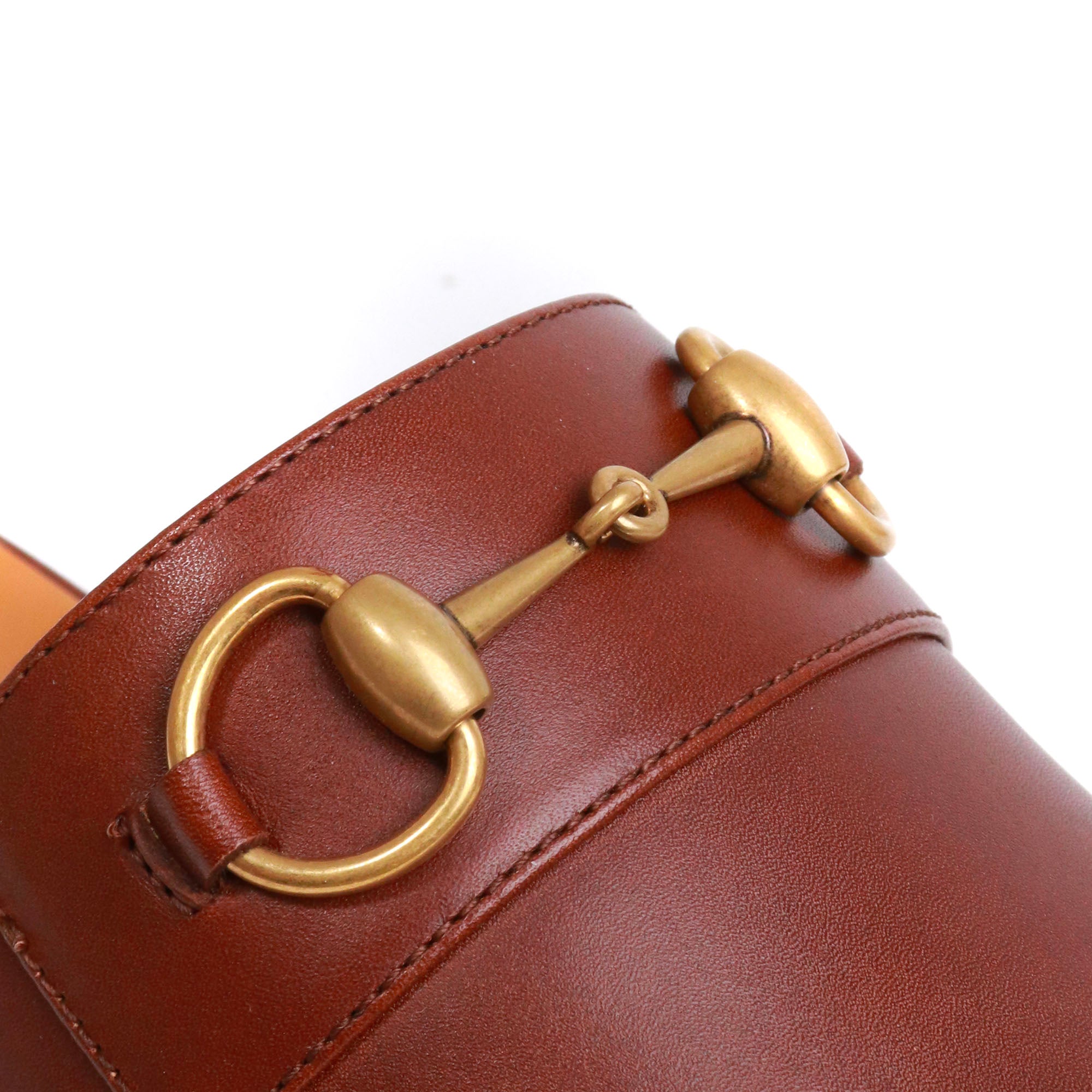 GUCCI - Mules Mors Gucci en cuir lisse marron (T42)