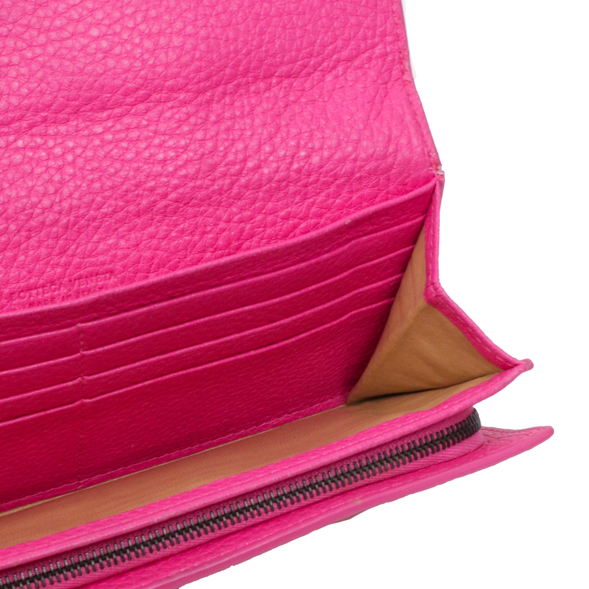 BOTTEGA VENETA - Portefeuille à rabat intrecciato Bottega Veneta en cuir rose