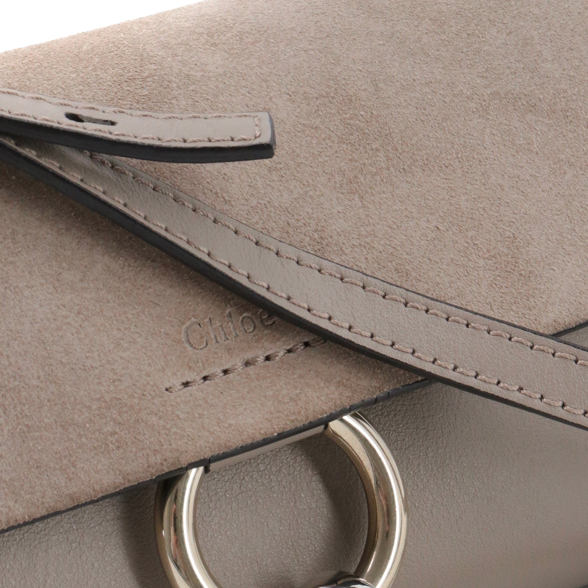 CHLOÉ - Sac à bandoulière Faye mini Chloé en cuir et daim beige