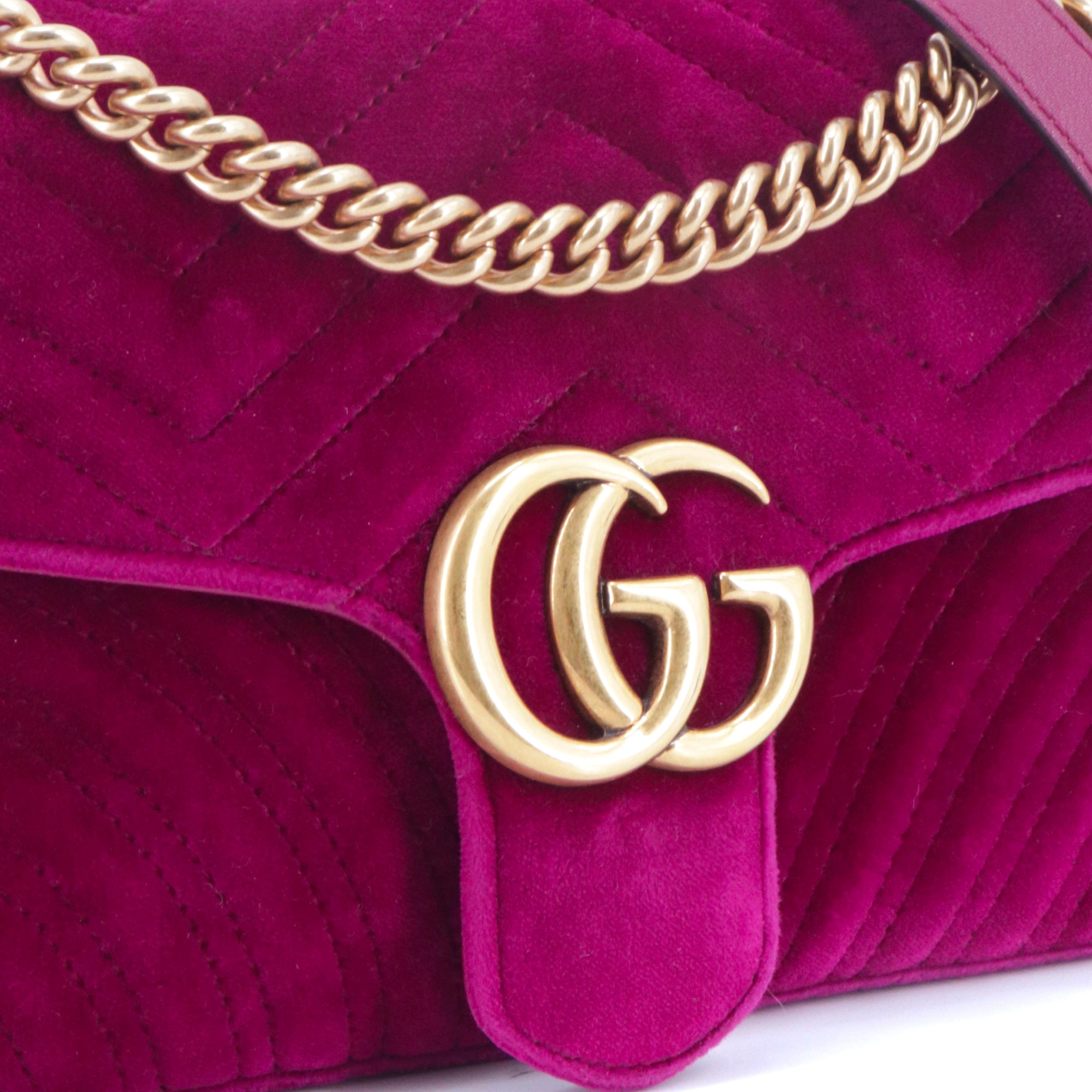 GUCCI - Sac à bandoulière GG Marmont medium Gucci en velours violet