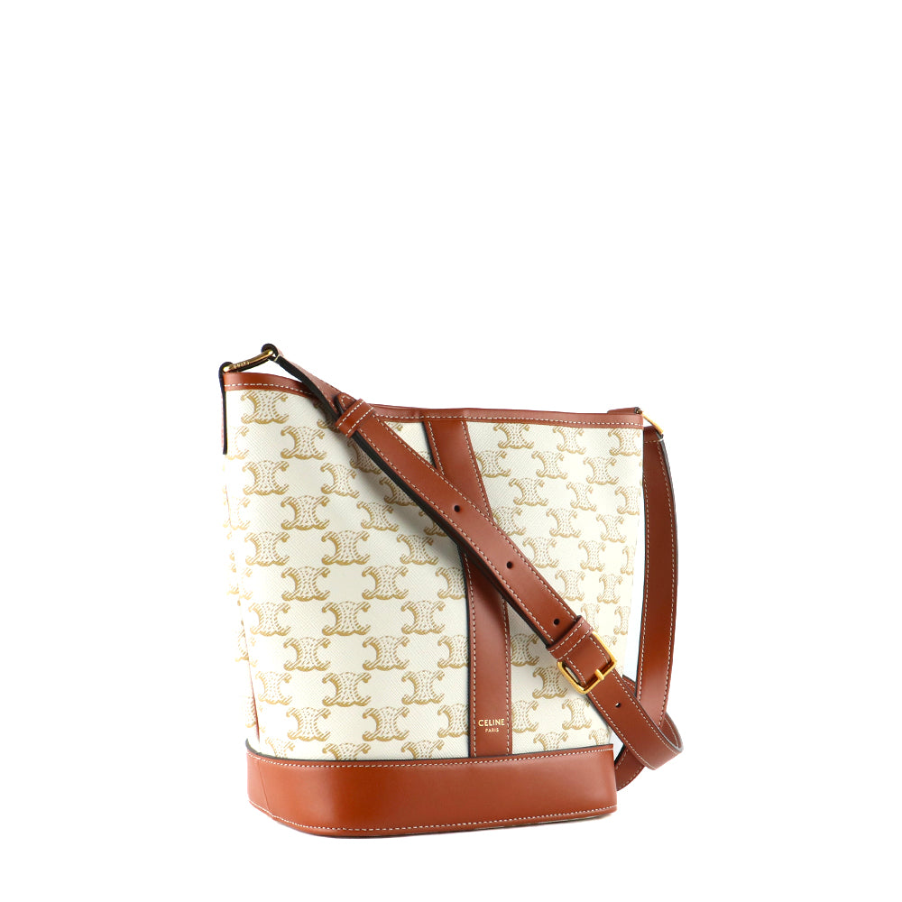 CELINE - Sac à bandoulière Sceau Petit Modèle en toile enduite Triomphe et cuir