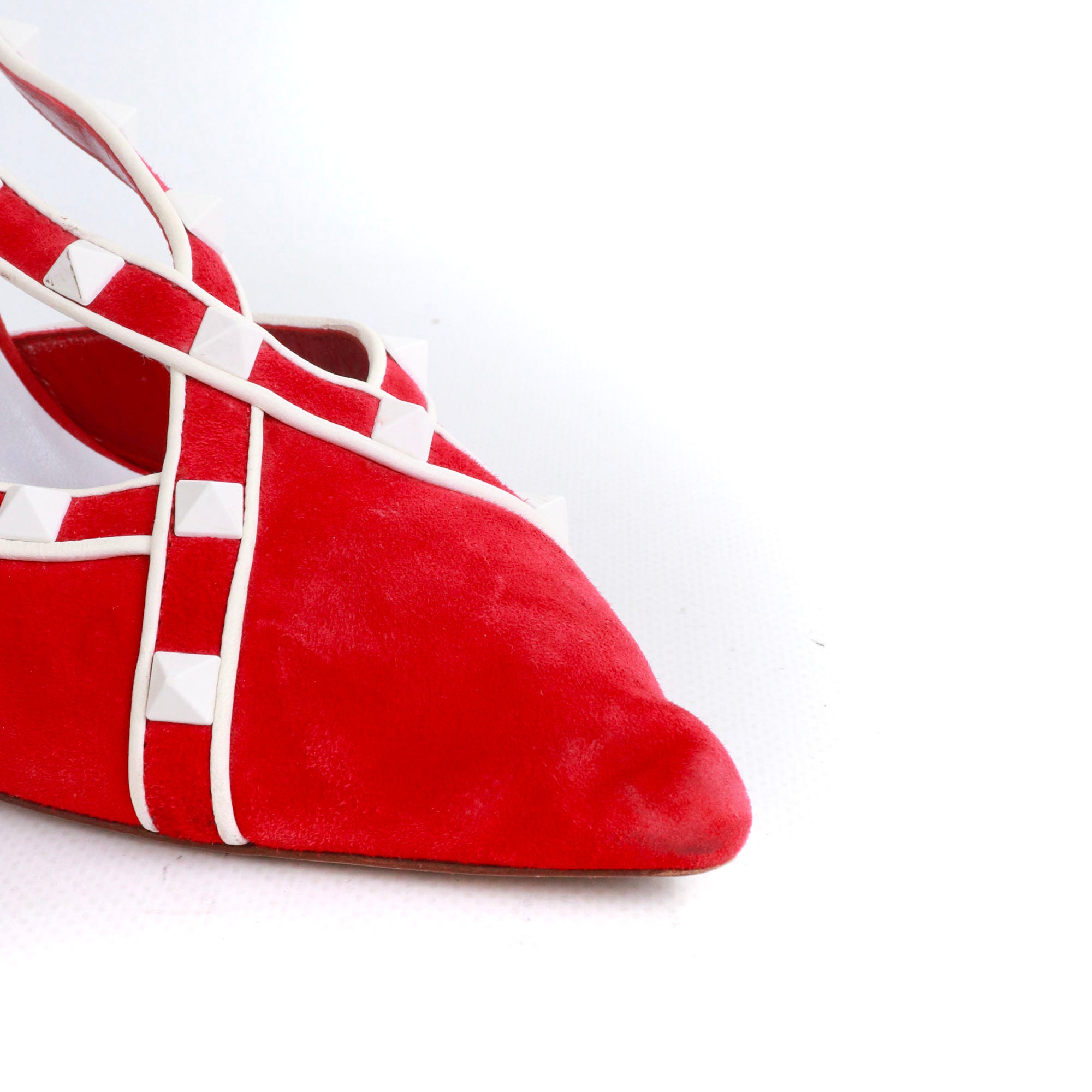 VALENTINO - Escarpins Rockstud Valentino en daim rouge (T39)