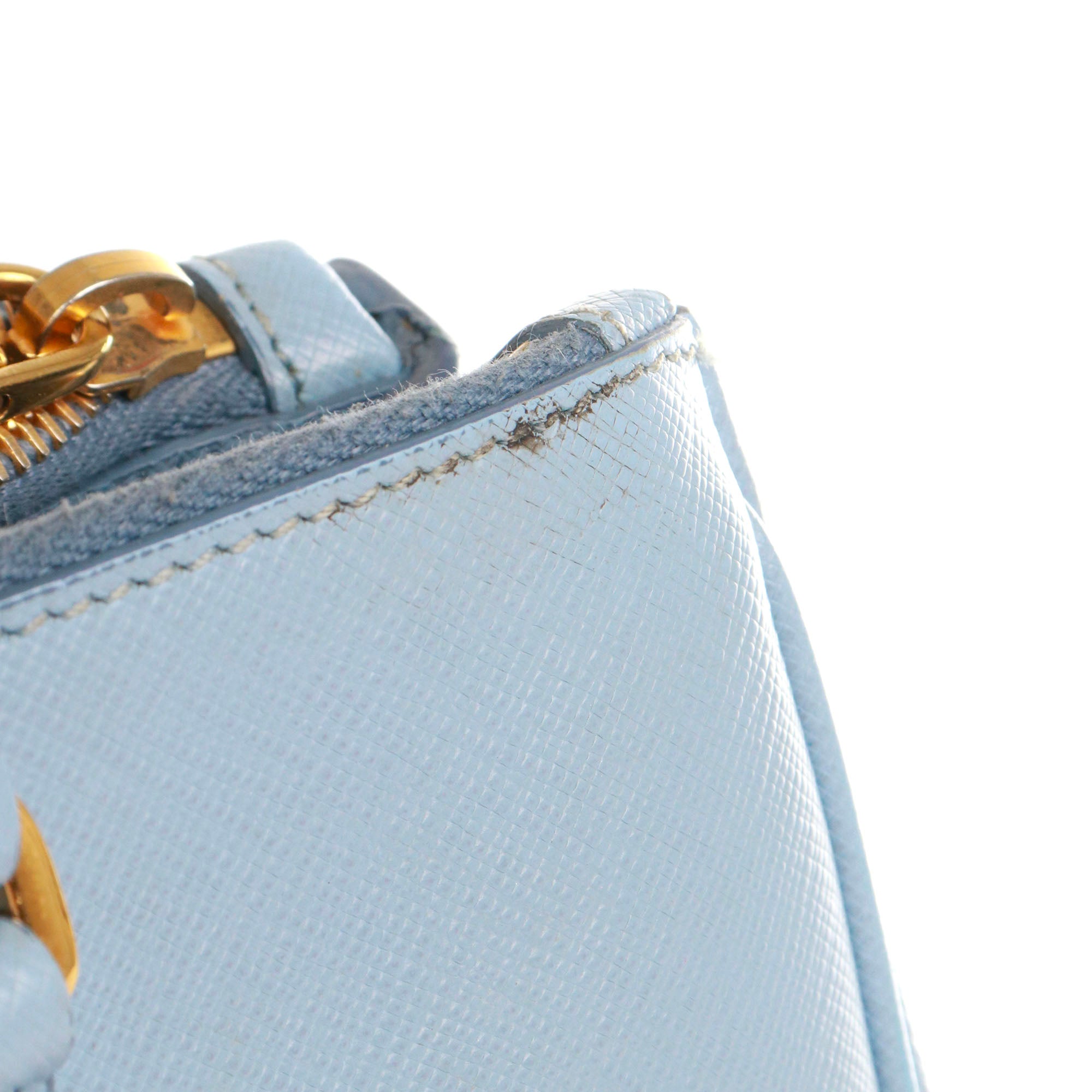 PRADA - Sac à main Galleria Prada en cuir grainé bleu