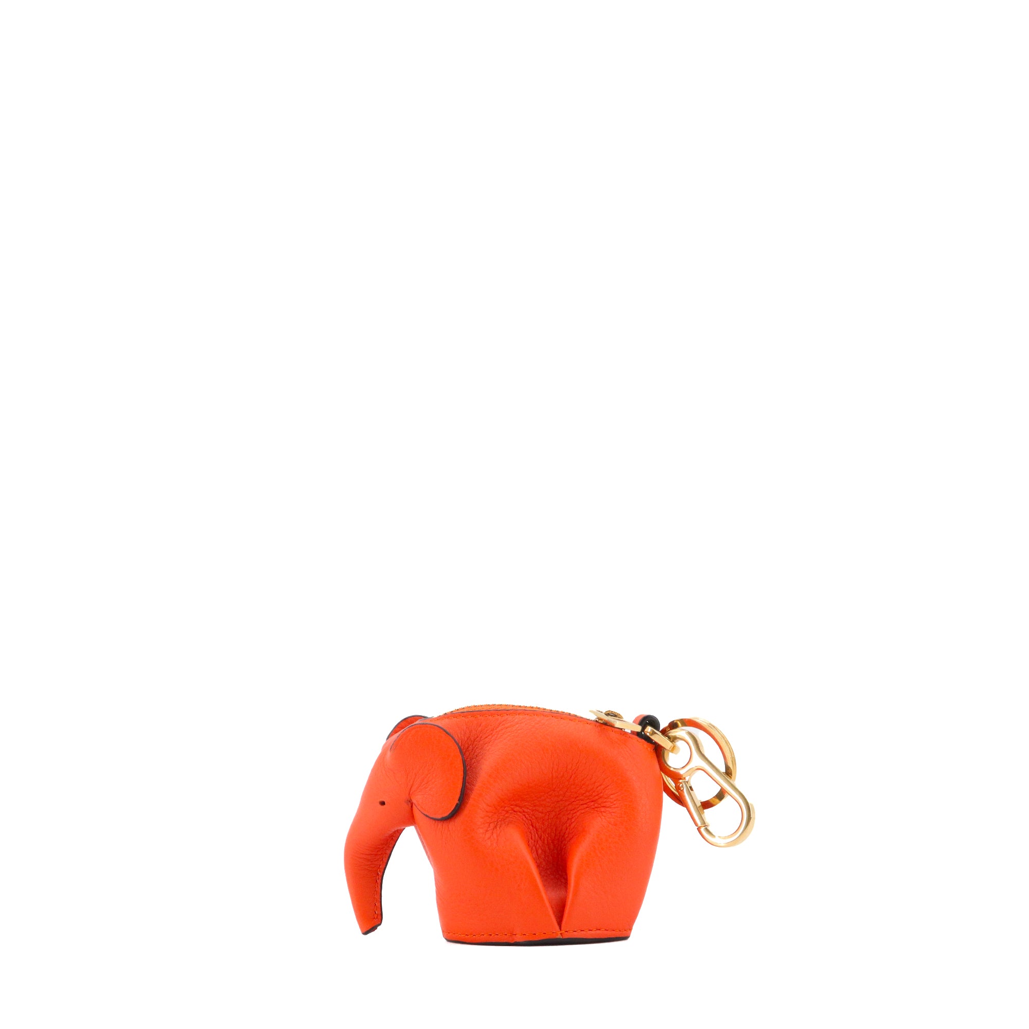 LOEWE - Porte clés et monnaie Elephant Loewe en cuir de veau orange